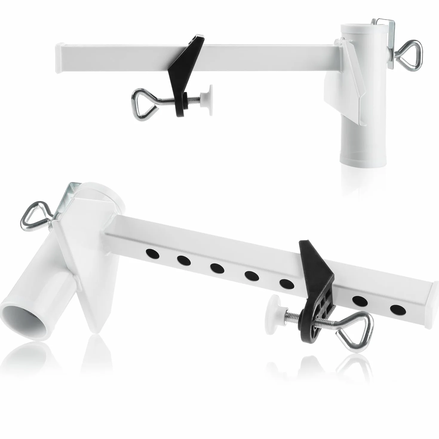 com-four® Porta ombrellone in Metallo Verniciato a Polvere - Porta ombrellone per ringhiere, pareti e parapetti di balconi Larghi (01 Pezzi - Bianco - Extra Largo)