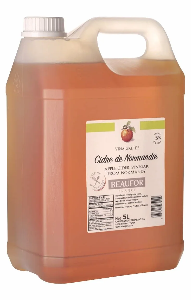 5 litri di aceto di sidro di normandia, france- tanica da 5 l, ideale per cucina, salute e benessere. Origine: Francia.
