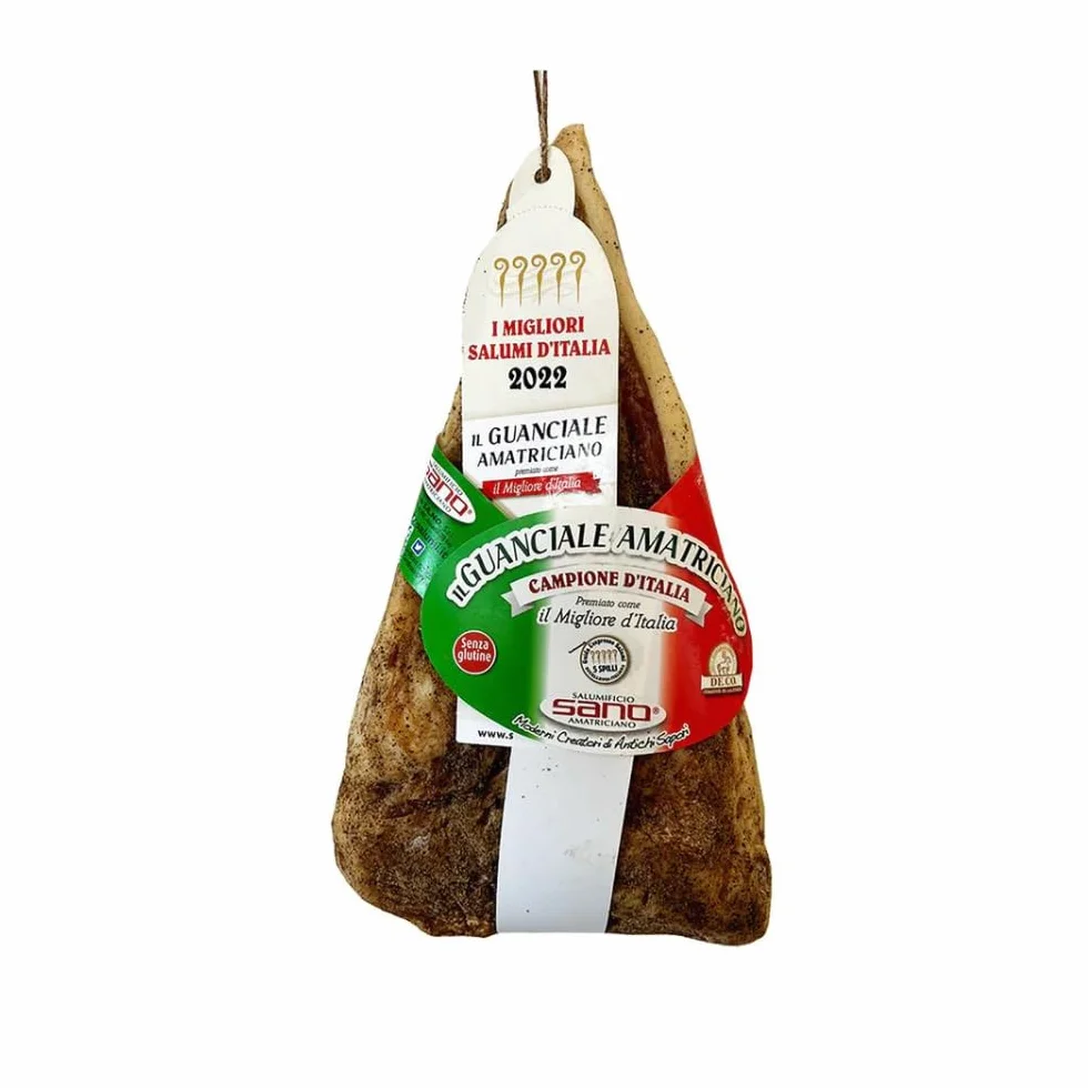 Guanciale Amatriciano intero, Premiato Migliore D'Italia “cinque spilli” I.G.P. Salumificio Sa.No di Amatrice (1600.00, Grammi)