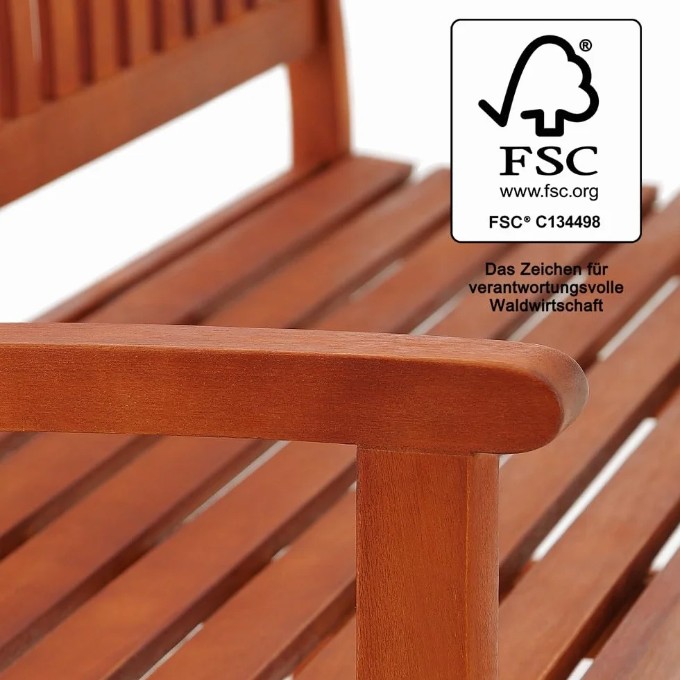 Deuba Panchina da Giardino 3 Posti Legno di Eucalipto Certificato FSC® Panca Interno Esterno