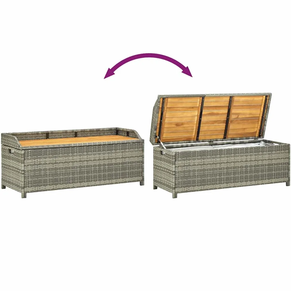 vidaXL Panca Giardino con Vano Portaoggetti Rustica Robusta Elegante Baule Cassapanca Panchina da Esterno 120 cm in Legno e Polyrattan Grigio