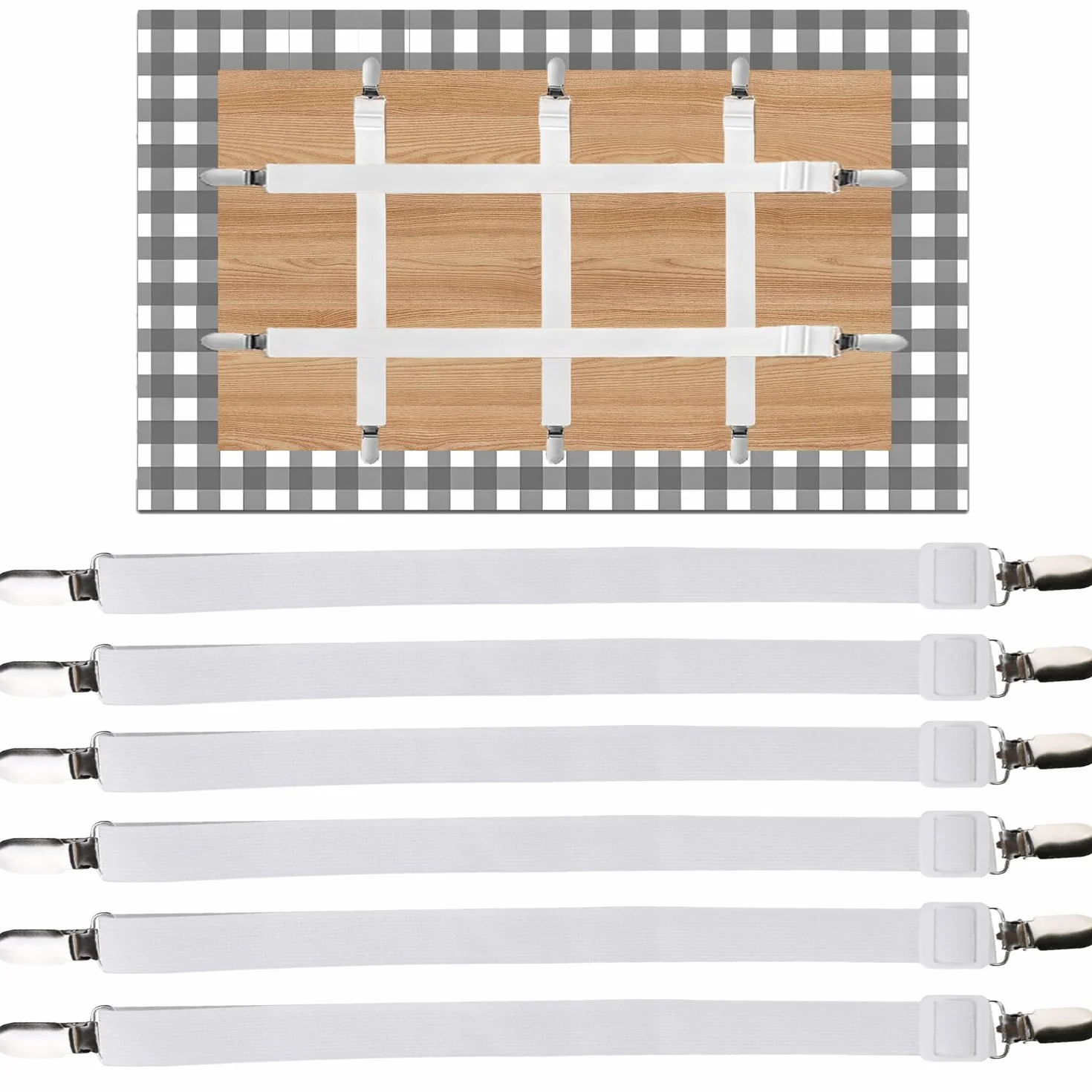 6 PCS Clip per Tovaglia, Fermatovaglia Clip per Cinghia Elastica Fermatovaglia da Tavola per Fissare Tovaglie Tavoli da Picnic Divano Letto All'Aperto Feste Matrimoni (Bianco)