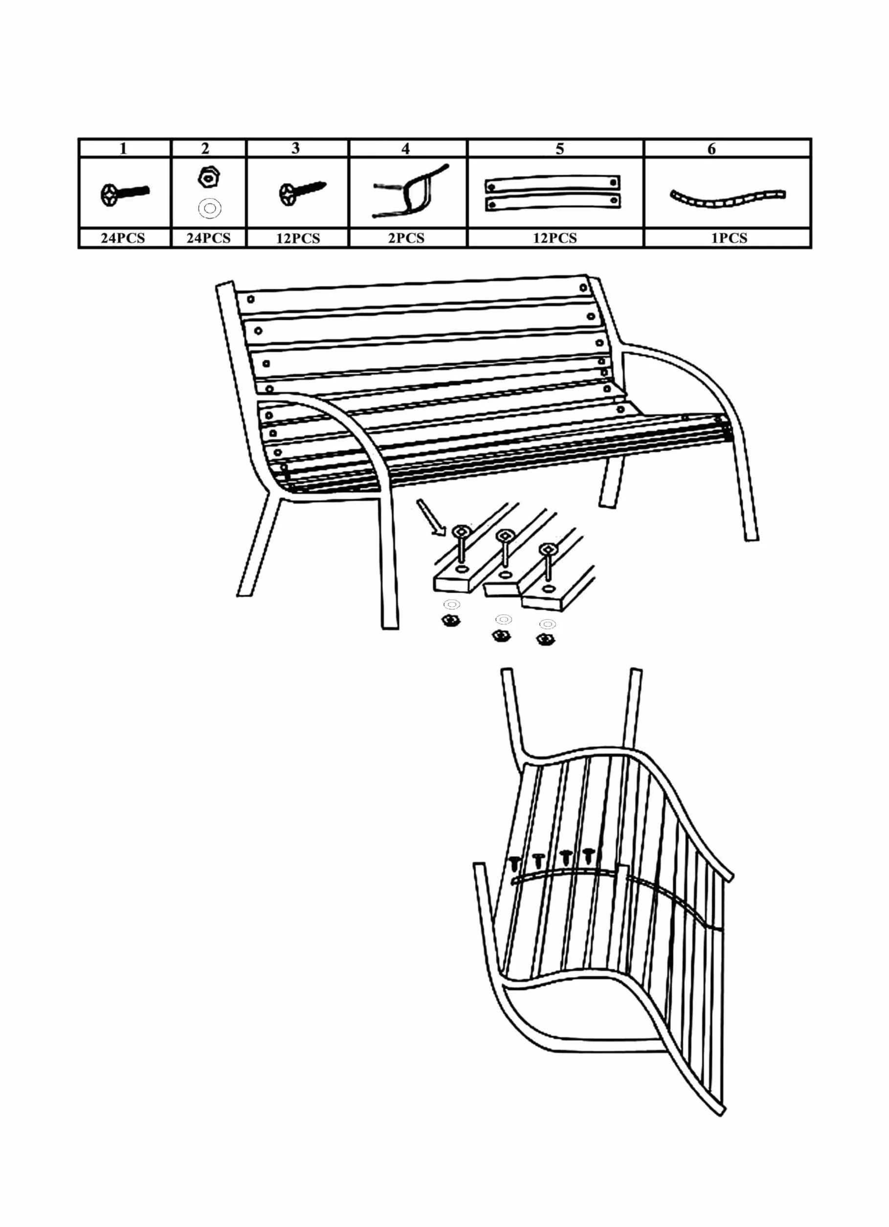 AVANTI TRENDSTORE - Walla - Panca da giardino con schienale e braccioli in legno/metallo LAP 120x83x58 cm