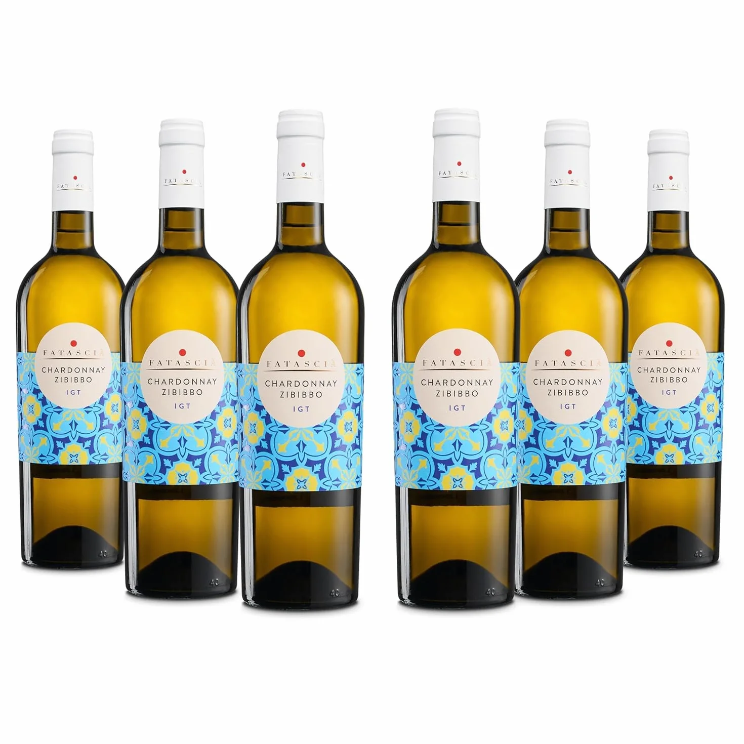 Fatascià Chardonnay Zibibbo Terre Siciliane IGT, Vino Bianco Elegante, Armonioso e dai Profumi di Frutta Gialla, Gradazione Alcolica 13% Vol, Confezione con 6 Bottiglie da 750 ml
