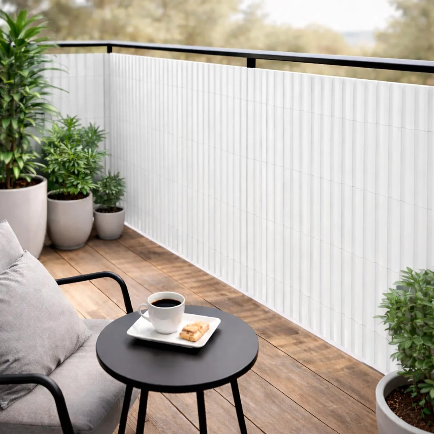 Arella in PVC Canniccio Frangivista Bianco 100x300 Cm Listelli Bifacciali Doppio Schermo Privacy Ovale Plastica Privacy Giardino Terrazzo Balcone Copertura Resistente