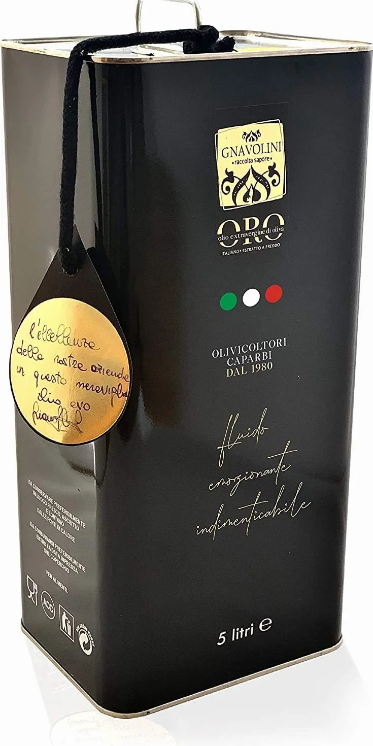 NUOVO!!! Olio Extravergine di Oliva 100% ITALIANO Estratto a Freddo di Gnavolini Raccolta Sapore | Latta da 5 Litri | Olio Evo per l'eccellenza in Cucina.