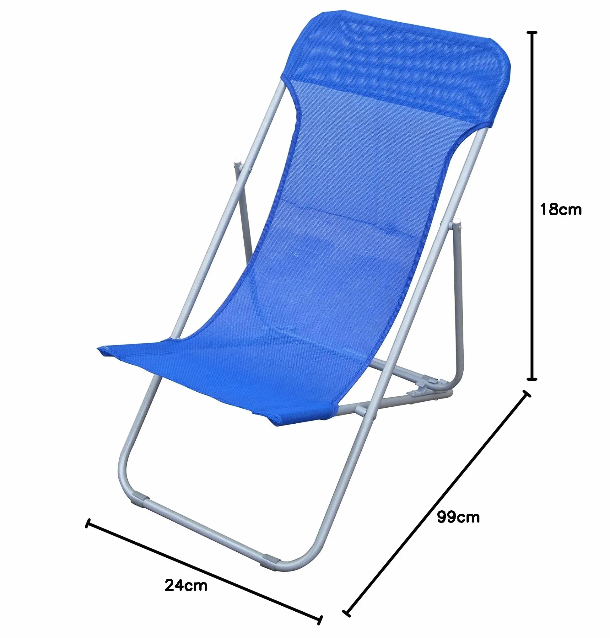 Linea Garden Friend S1622037 - Sdraio beach In acciaio e textilene 450 gr/m², Blu, 70 x 45 x 72 cm
