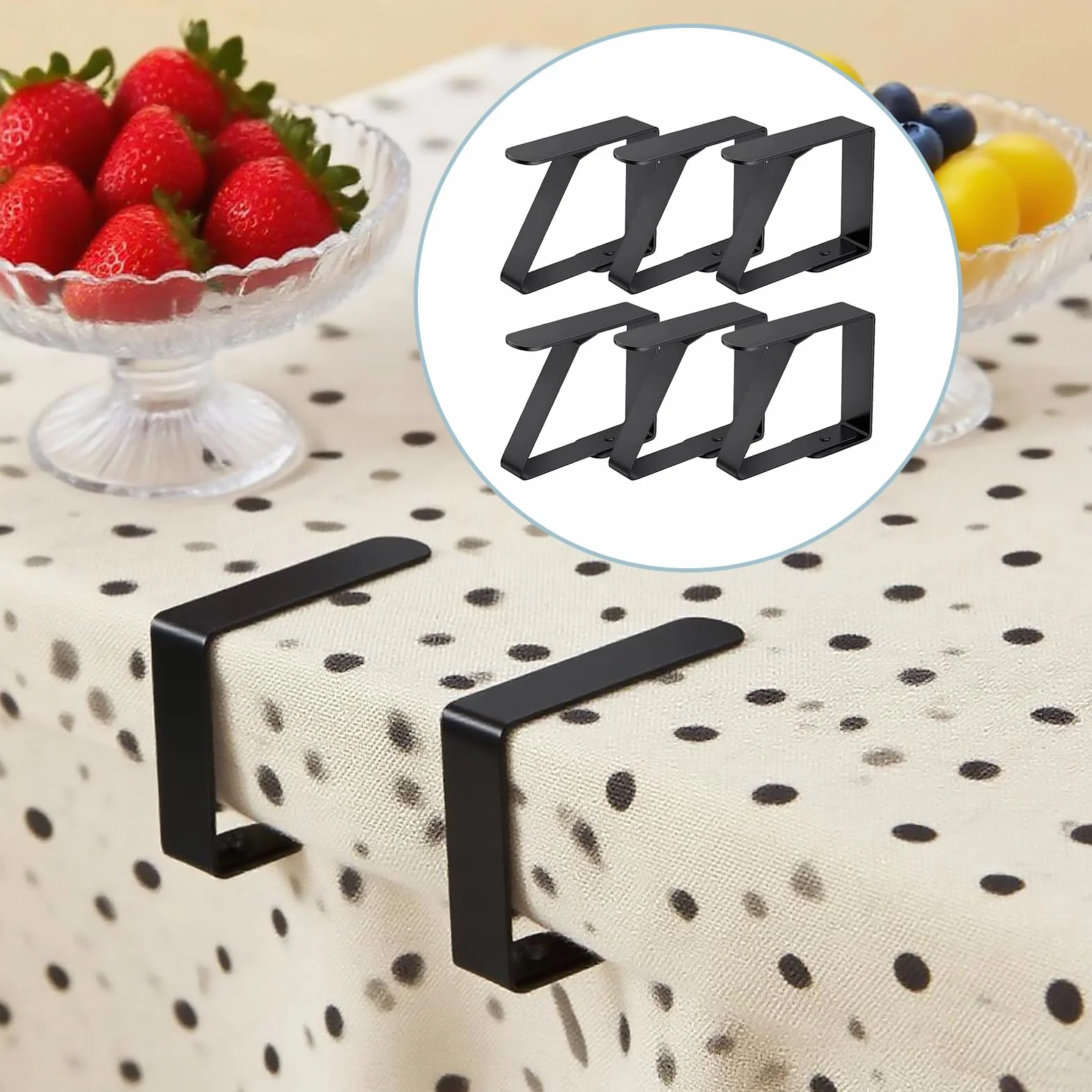 6 mollette per tovaglia in acciaio inox, 8 mollette da 7 cm, colore nero, per esterni, per giardini, ristoranti, picnic