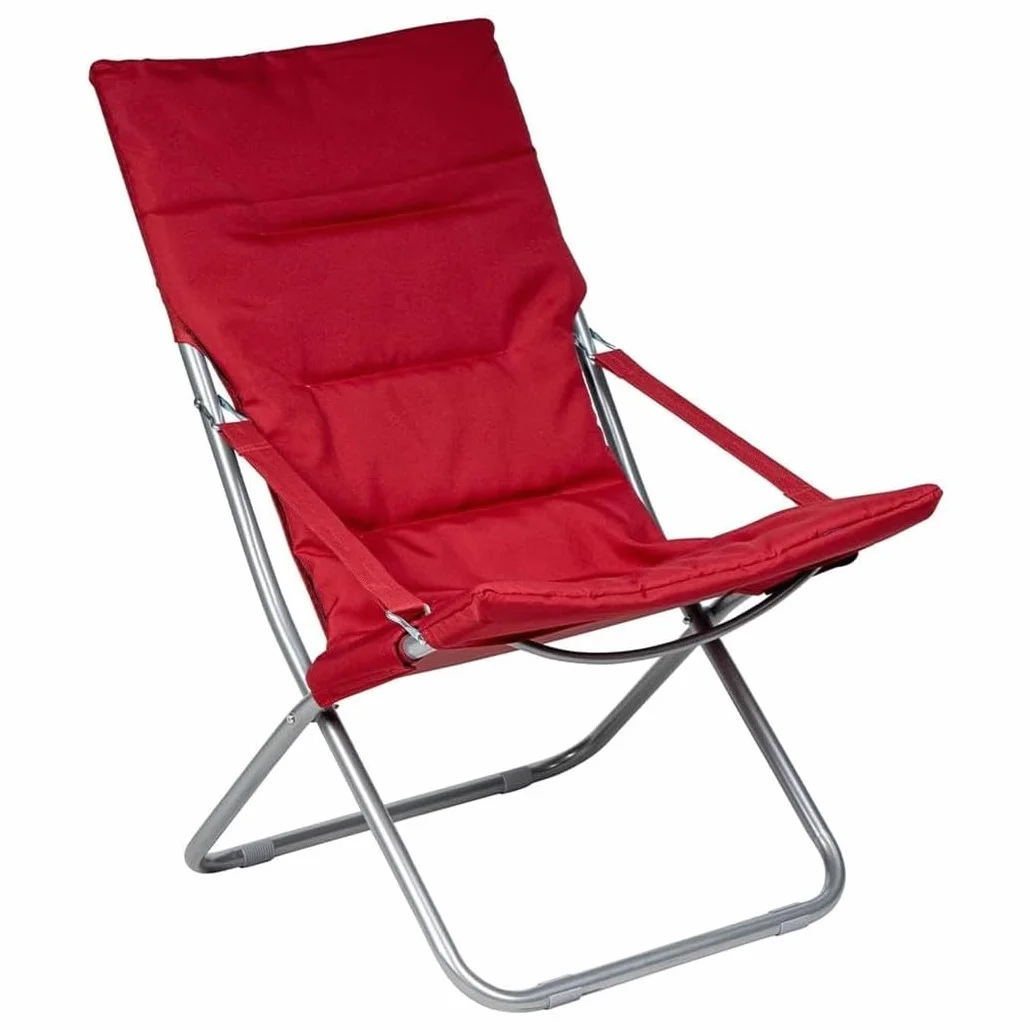 Trade Shop - Spiaggina Sedia Canapone in Acciaio Tessuto Imbottito Pieghevole Relax Rosso 3994182 -