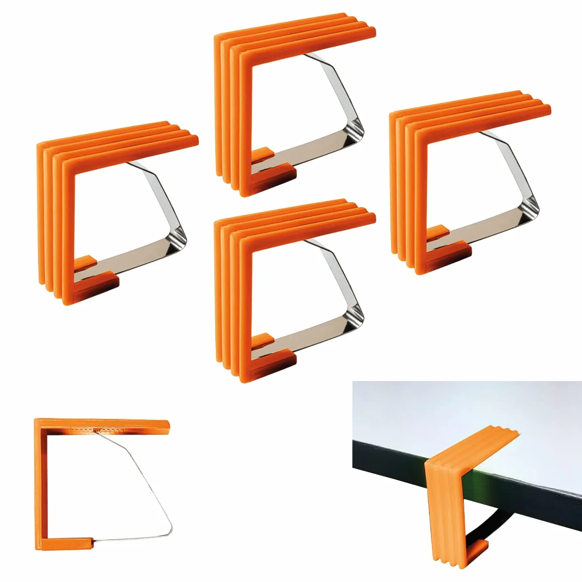 4 PZ Tovaglia Clip in Acciaio, Molla Ferma Tovaglia, Outdoor Picnic Party Ganci Fermatovaglia Morsetti Fermagli per Tavoli all’Aperto Giardino da Esterno Resistenti alle Intemperie (ARANCIO)