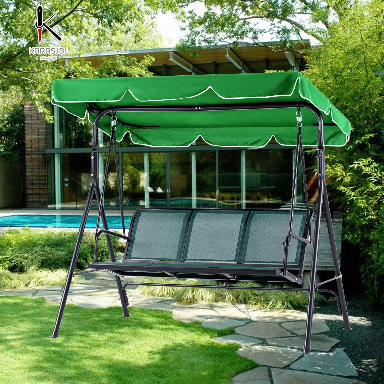 Tettuccio di ricambio per dondolo da giardino210 x145cm Impermeabile,tetto dondolo da giardino Antivento,rivestimento di ricambio per tettuccio parasole de altalena,Panno in poliestere (210*145,Verde)