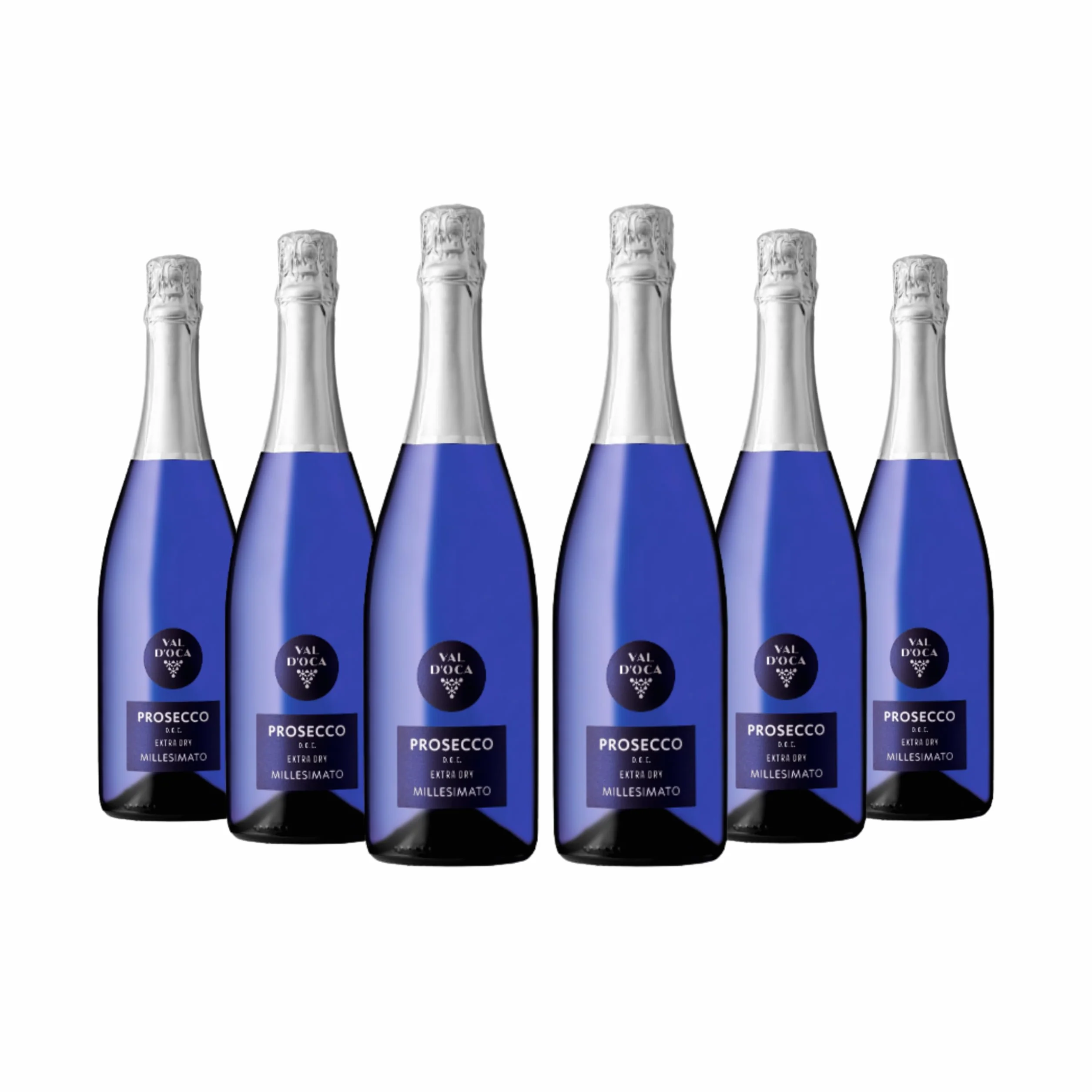 VAL D'OCA - Blu Millesimato - Prosecco DOC Extra Dry Millesimato - 6 Bottiglie da 750 ml