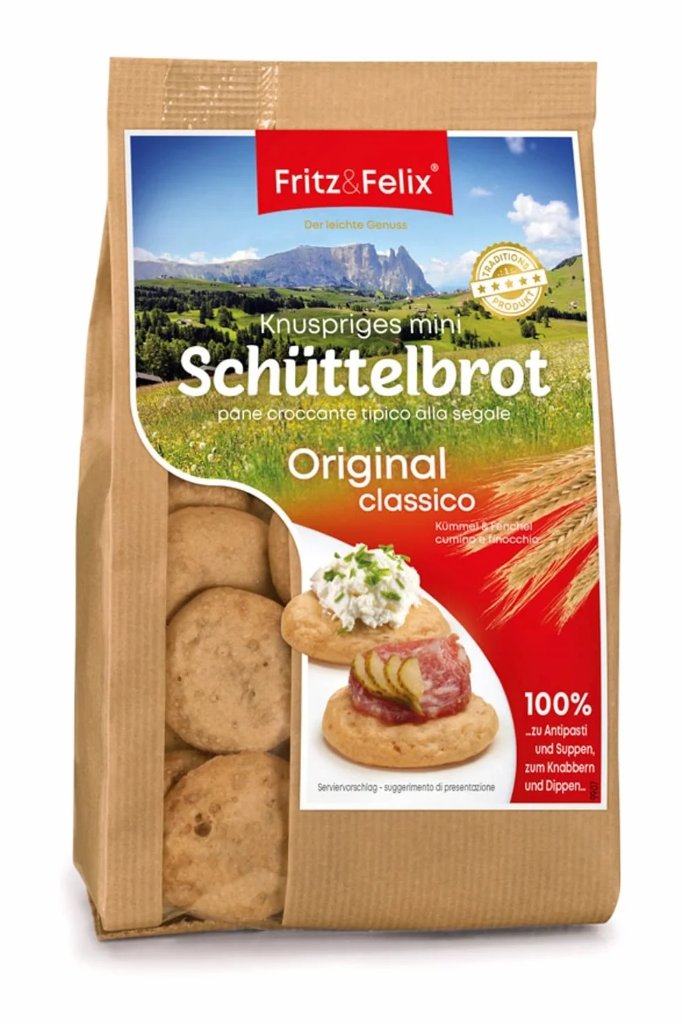 Pane croccante con cumino e finocchio cartone 12 x 125 gr. - Fritz & Felix