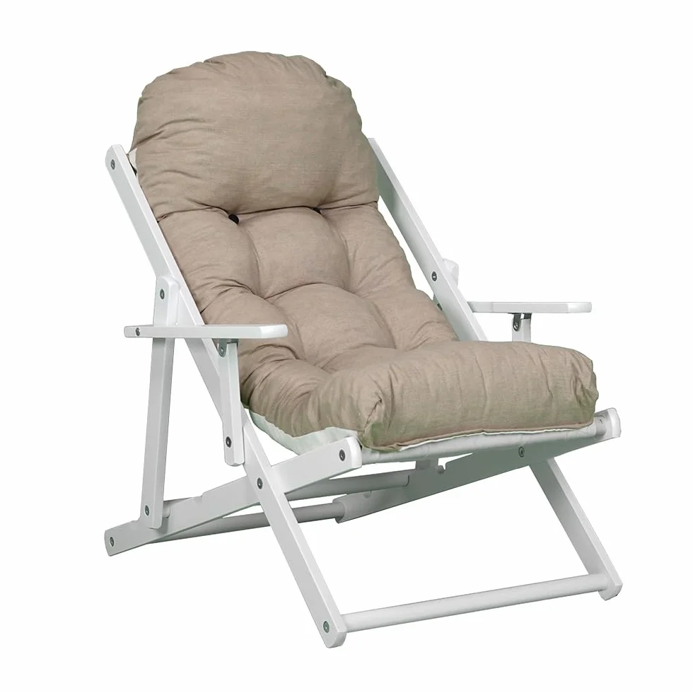 Liberoshopping Poltrona RELAX reclinabile in 3 posizioni telaio bianco giardino Alta qualità Sdraio cuscino super imbottito (Corda)