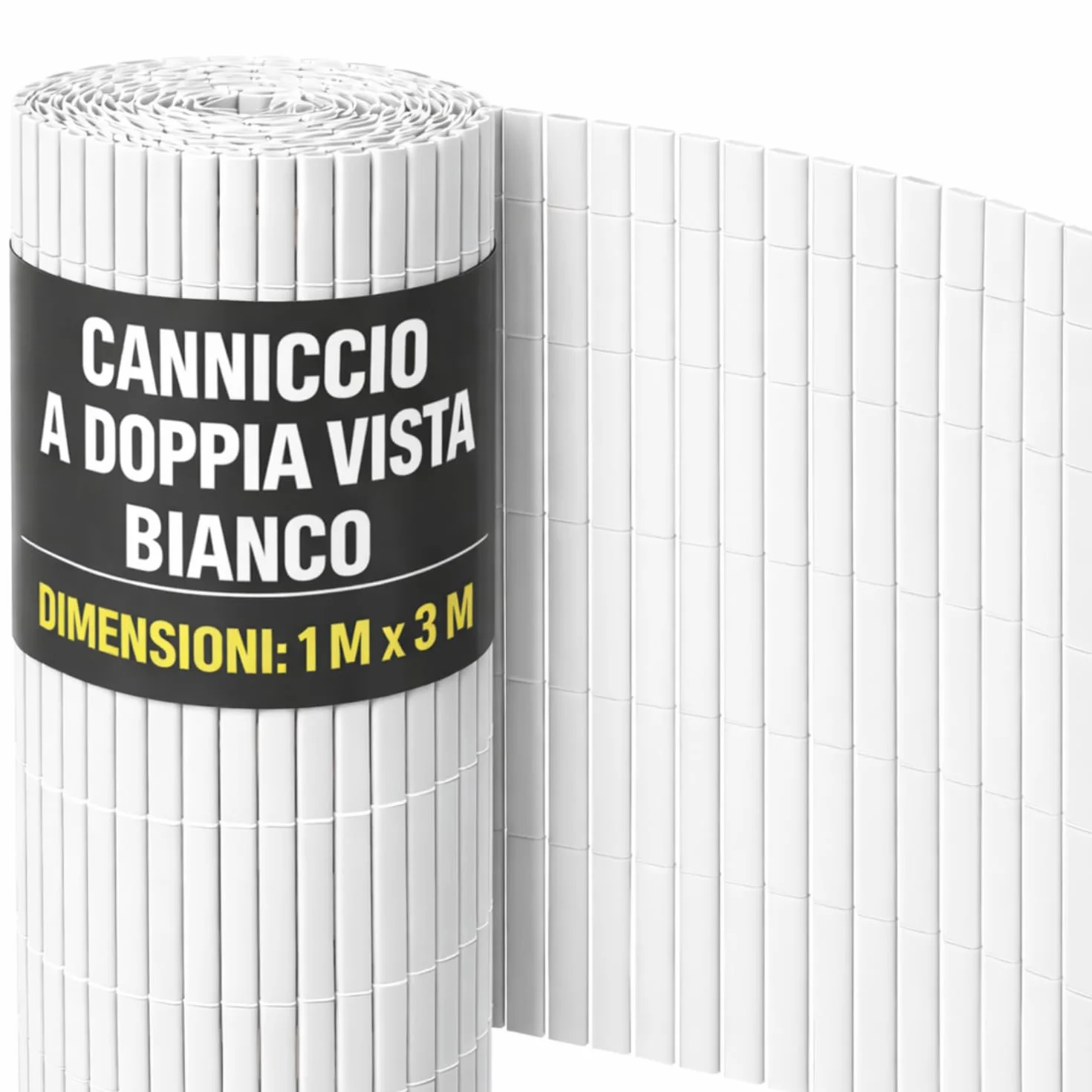 Arella in PVC Canniccio Frangivista Bianco 100x300 Cm Listelli Bifacciali Doppio Schermo Privacy Ovale Plastica Privacy Giardino Terrazzo Balcone Copertura Resistente