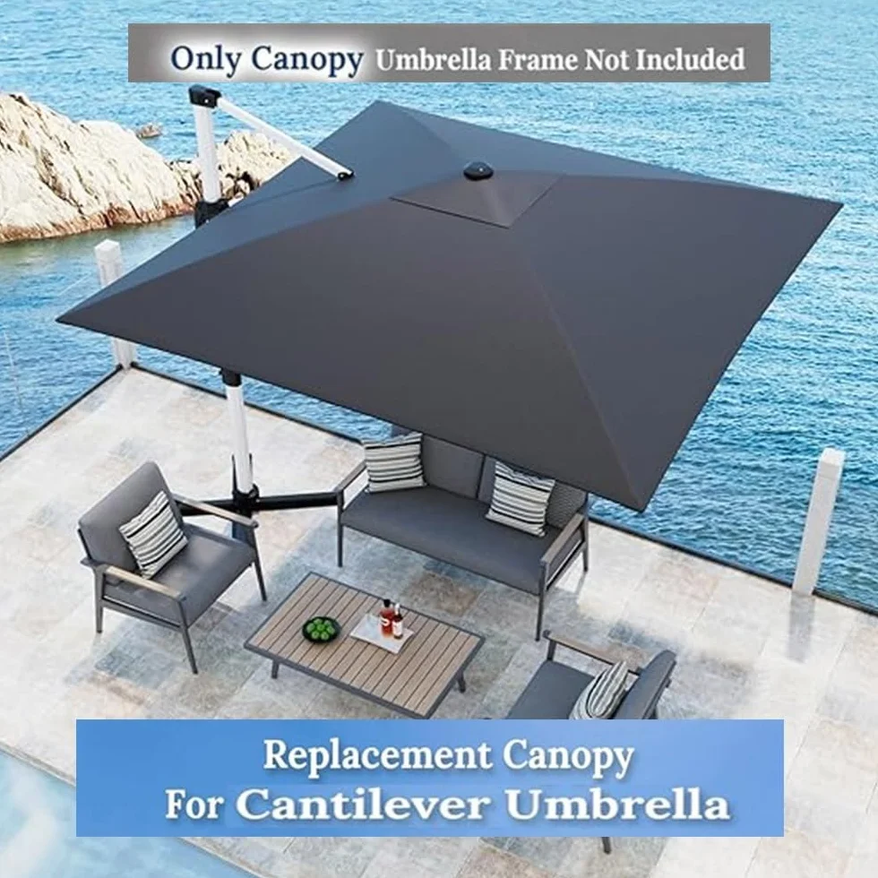 Tessuto di Ricambio per Ombrellone Quadrato 3x3m 3x4m 8 Stecche Telo di Ricambio per Ombrellone Giardino A Sbalzo Baldacchino Impermeabile UV50+(Beige,3x3m (10x10ft))