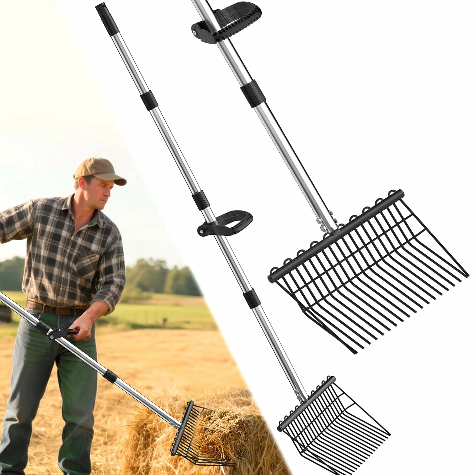 Falcetto in acciaio - Robusto falcetto per letame e fieno - Ideale per letame equino, fieno, foglie e compost - Versione pesante con manico in legno ergonomico - Falcetto per stalla, pascolo e lavoro