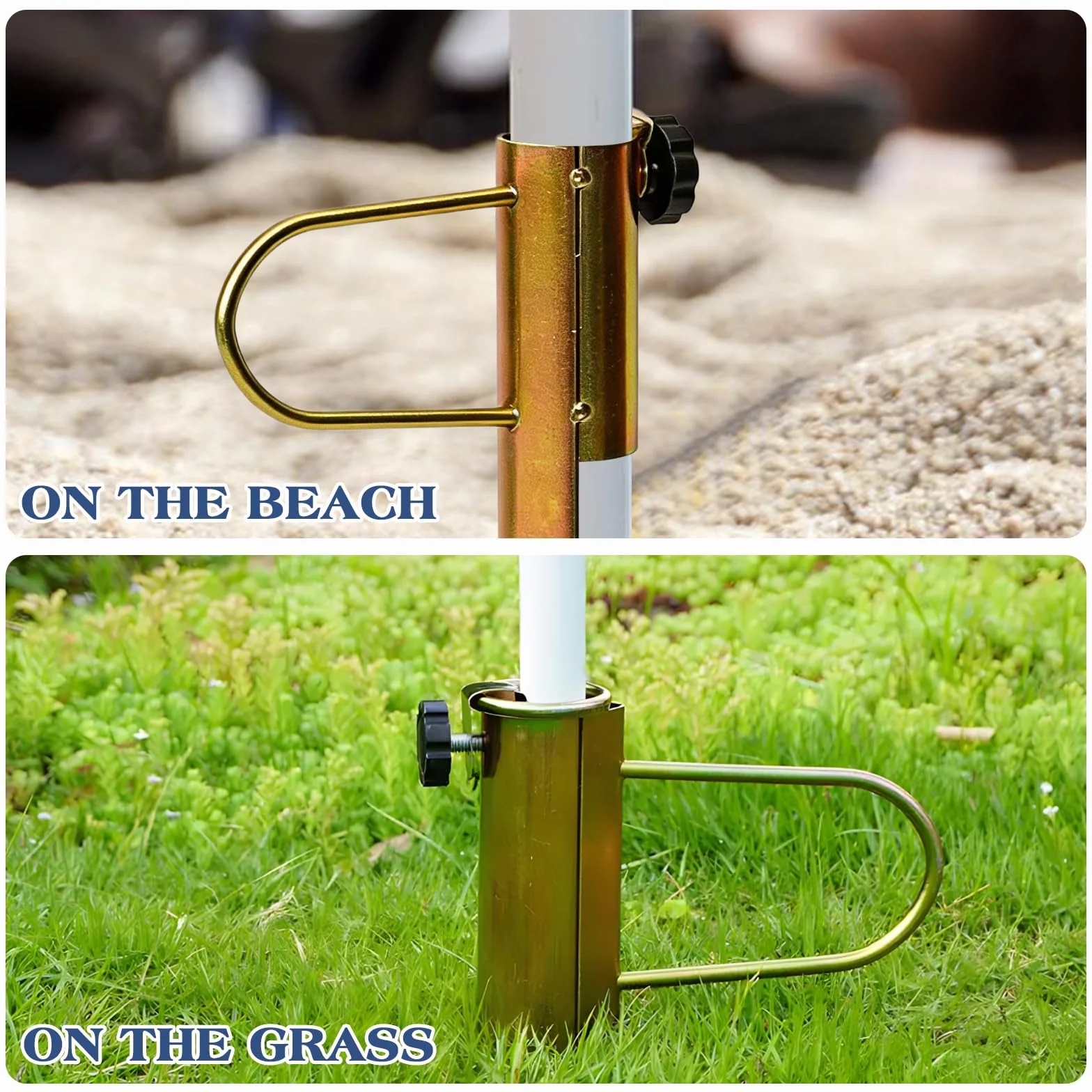 2 pezzi porta ombrellone, supporto per ombrellone da prato, per ombrelloni, picchetto con gancio, ombrellone da spiaggia, sabbia ancora, in ferro zincato, per ombrelloni con diametro di 22 – 32 mm