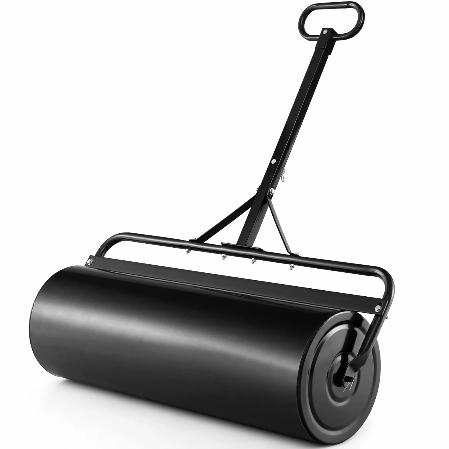 SOARS Rullo da Giardino Ø40 cm e 90 di Larghezza, Rullo da Prato in Metallo Manuale e per Trattorino, Rullo con Raschiatore Antisporco e Riempibile con Acqua/Sabbia (Nero, 113L)