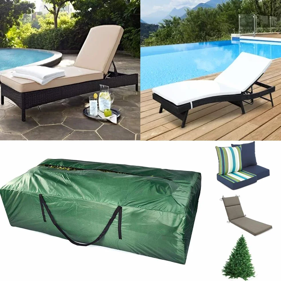 Borsa per Cuscino da Esterno - Borse di stoccaggio per Esterni 210D durevoli, Borsa da Campeggio con Cuscino per Giardino con Cerniere e Grande capacità 173cm x 76 cm x 51 cm
