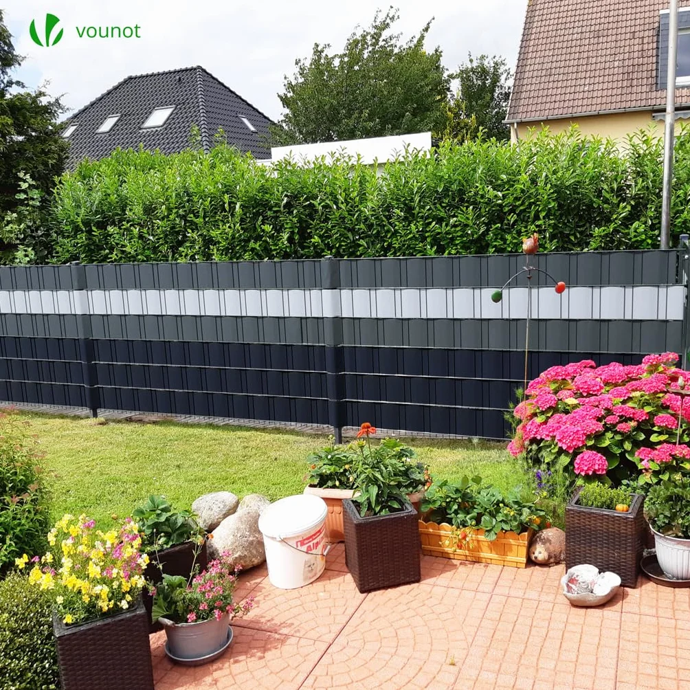 VOUNOT® Telo Frangivista in PVC per Recinzione Giardino, 19cm x 70m, 450 g/m², Strisce per Protezione della Privacy, Rotolo Frangivista con Clips di Fissaggio, Grigio Chiaro