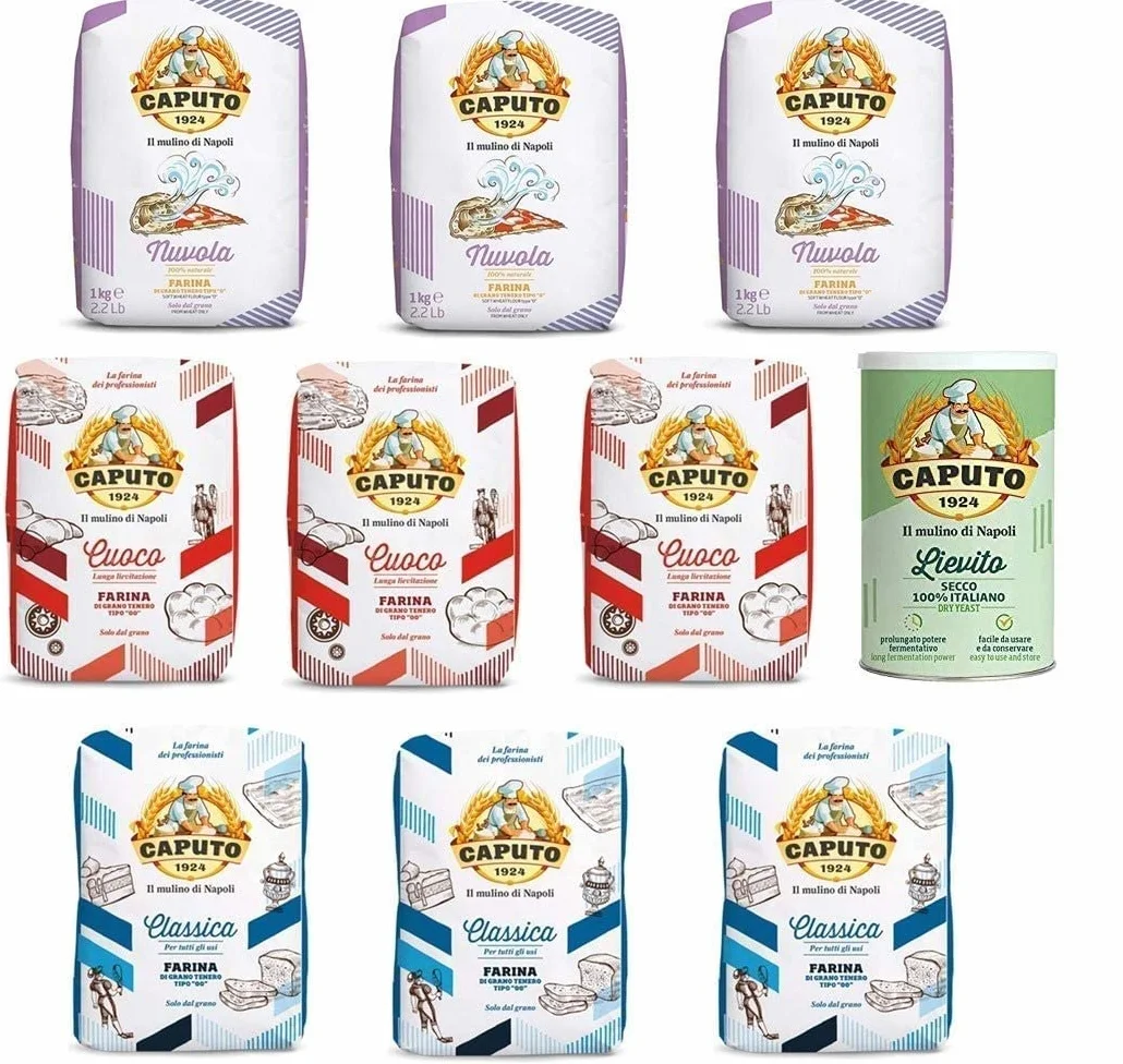 Pacchetto di prova Farina Molino Caputo Nuvola Classica Cuoco Pizzamehl (9 x 1kg) + 1 Caputo Lievito Hefe
