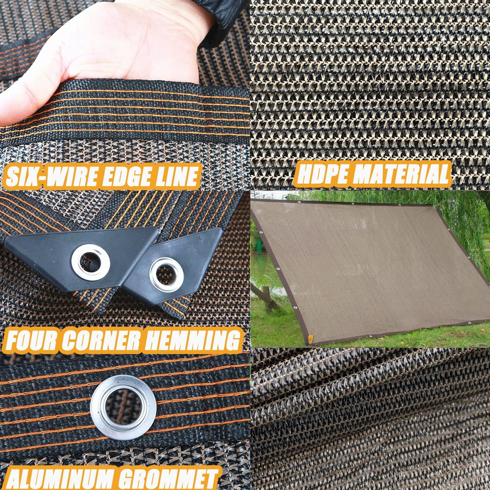 Rete Ombreggiante 3mx4m con Occhielli – 85% di Ombreggiatura – Telo Ombreggiante per Pergola, Patio, Giardino e Serra – Protezione Solare per Esterni Marrone