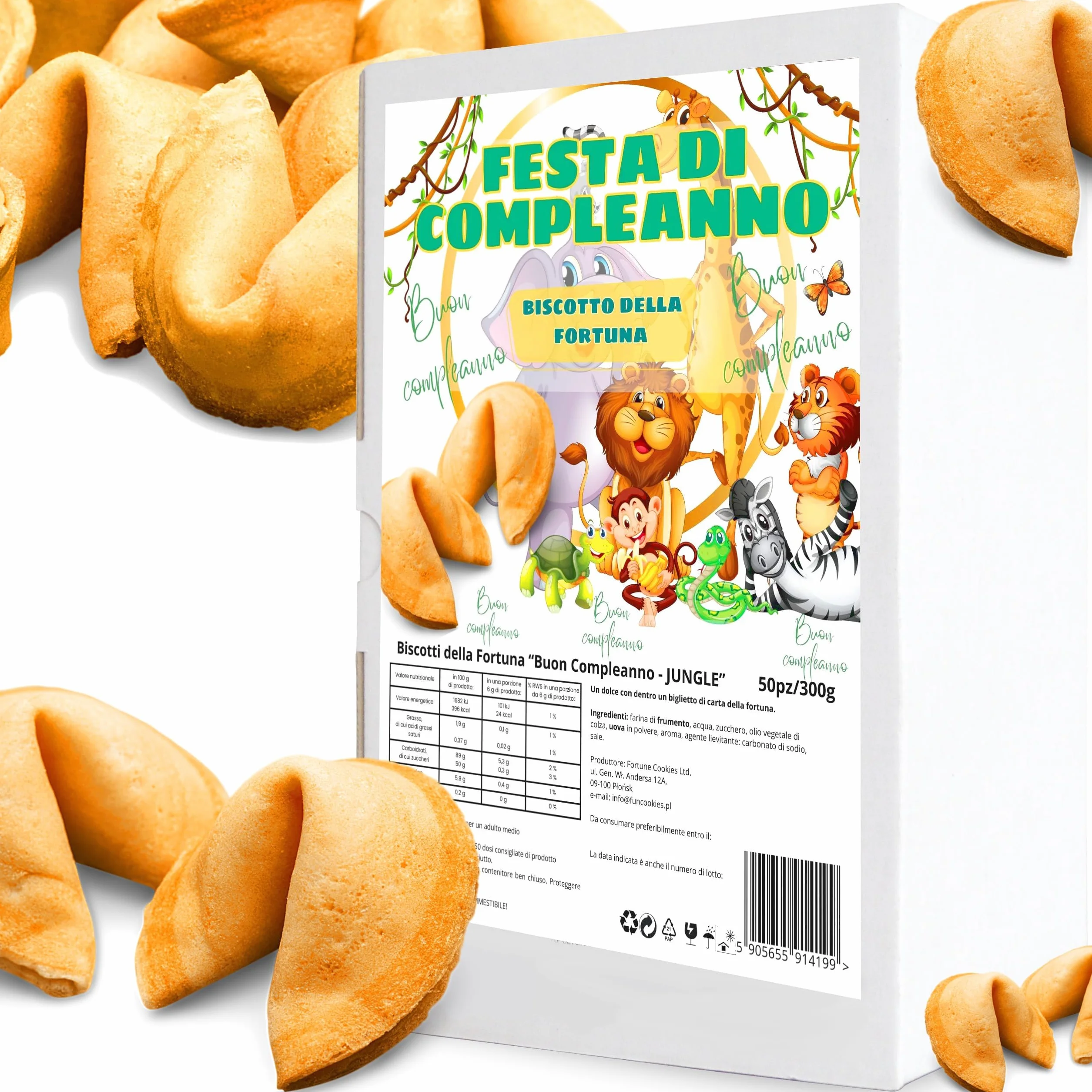 D&D Fun Cookies Biscotti della Fortuna 50 pezzi | Compleanno del bambino | Biscotti bambini | Biscotti della fortuna cinesi | Biscotti confezionati singolarmente | Biscotti regalo | Fortune Cookies