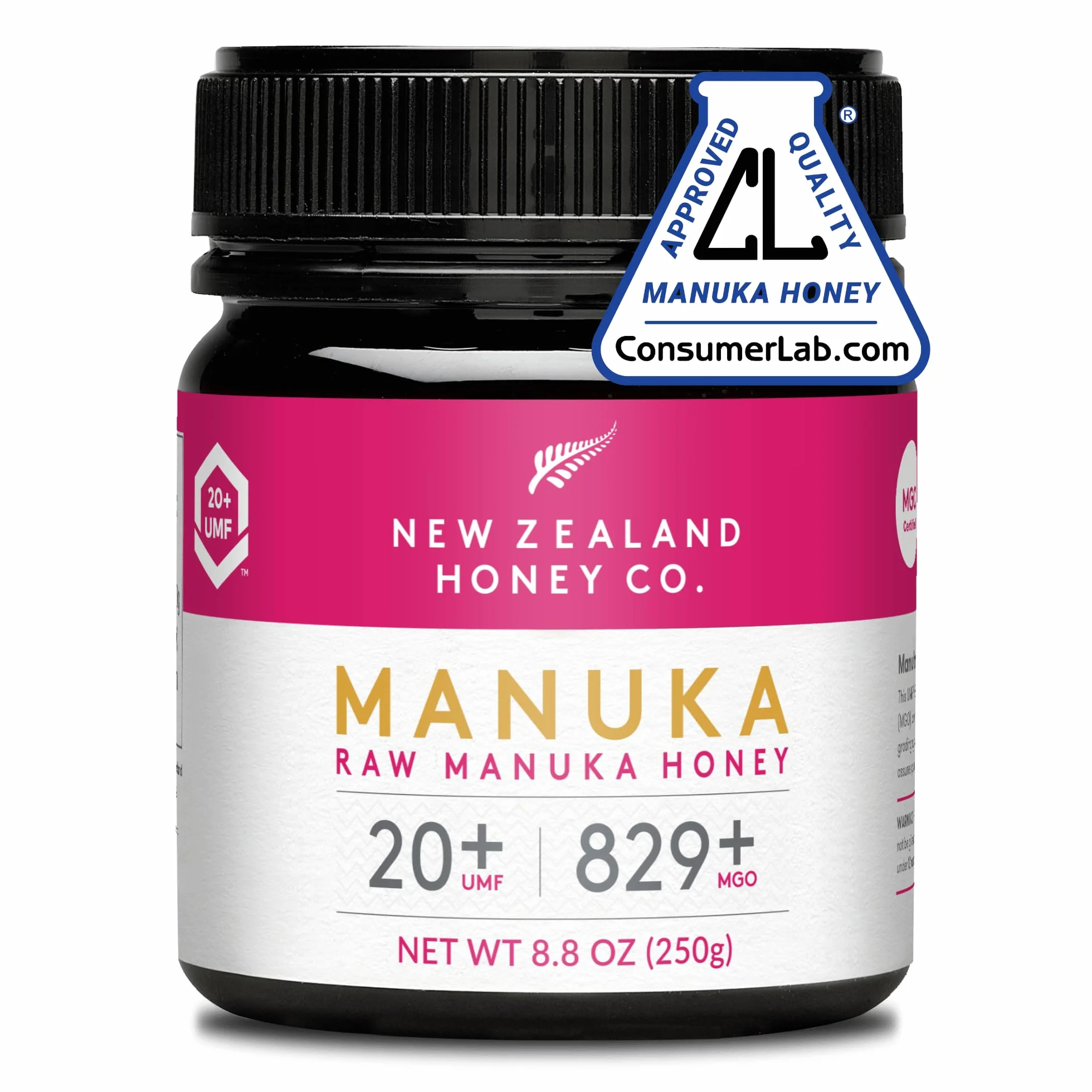 Miele di Manuka Premium UMF 20+ MGO 829+ della Nuova Zelanda (250g) - Potenza Superiore, Qualità Medica, Certificato QR
