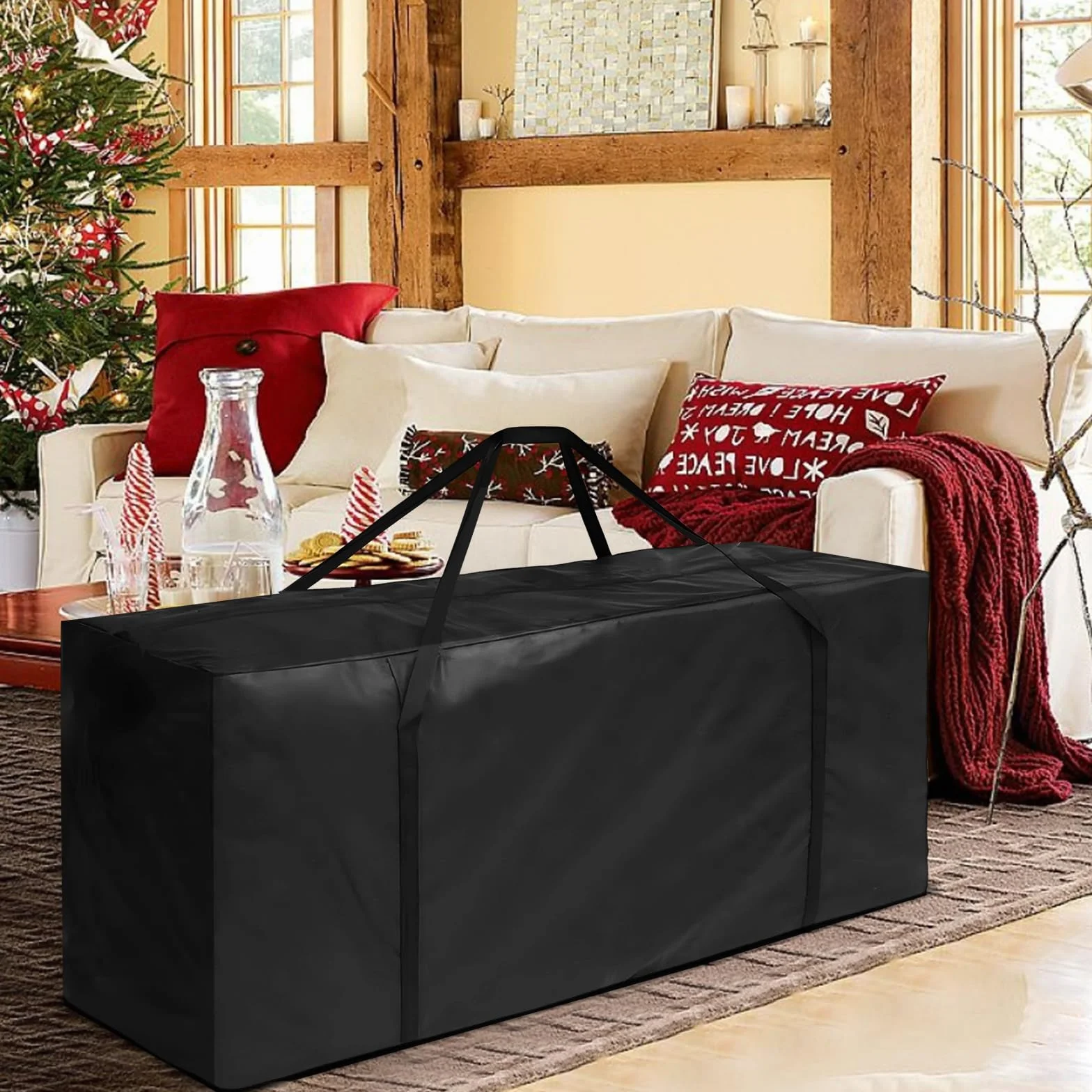 widesmile Borsa portaoggetti per cuscini da giardino extra large da 670 l, resistente, impermeabile, per mobili da esterno, 173 x 76 x 51 cm, con manico e cerniera