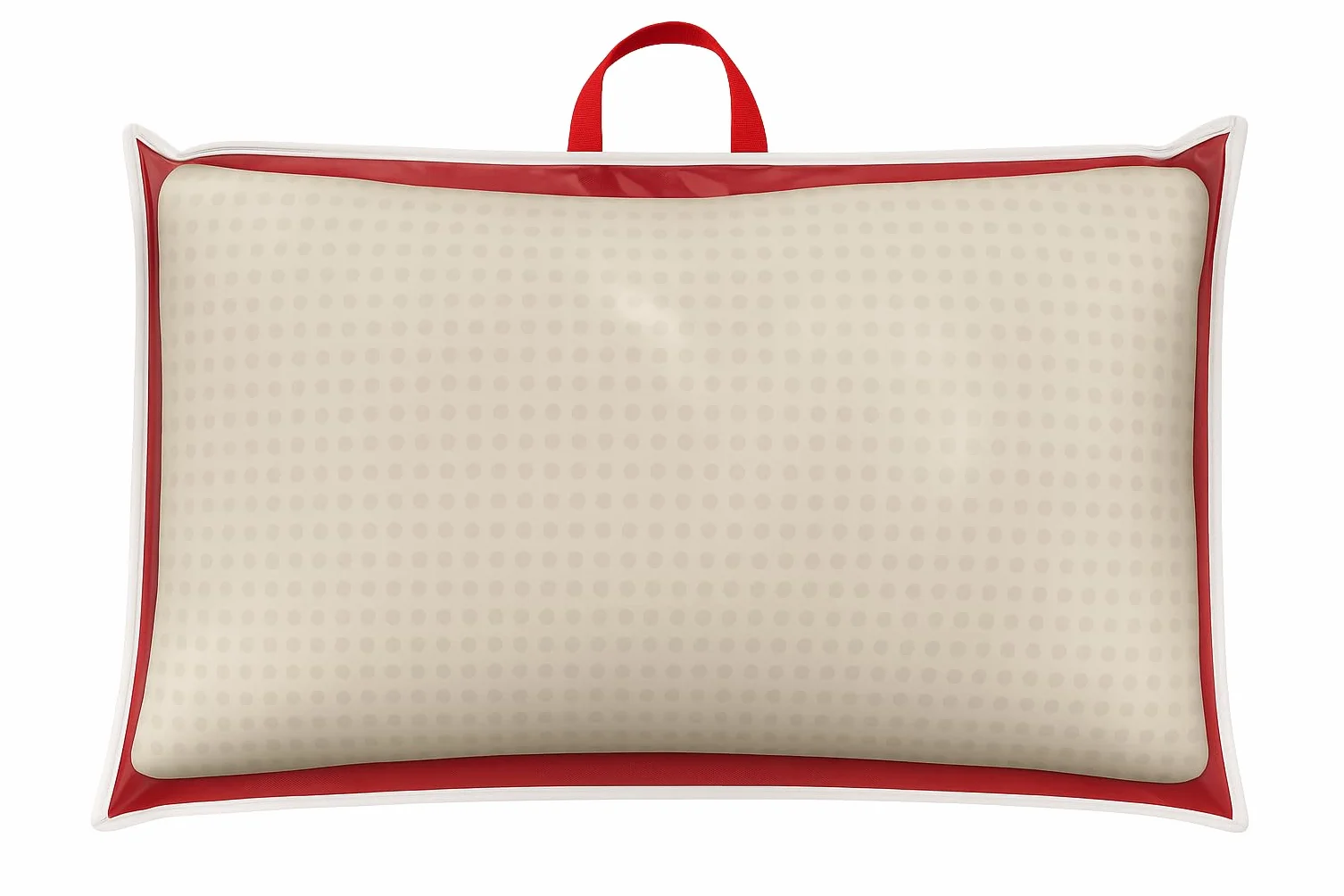 2 Pezzi Custodia Porta Cuscino 81x51 cm, Con Zip e Manico in TNT, Fronte PVC Trasparente, Busta Salvaspazio per Cuscini, Trapunte, Coperte o Biancheria, Colore Rosso con Bordo Bianco