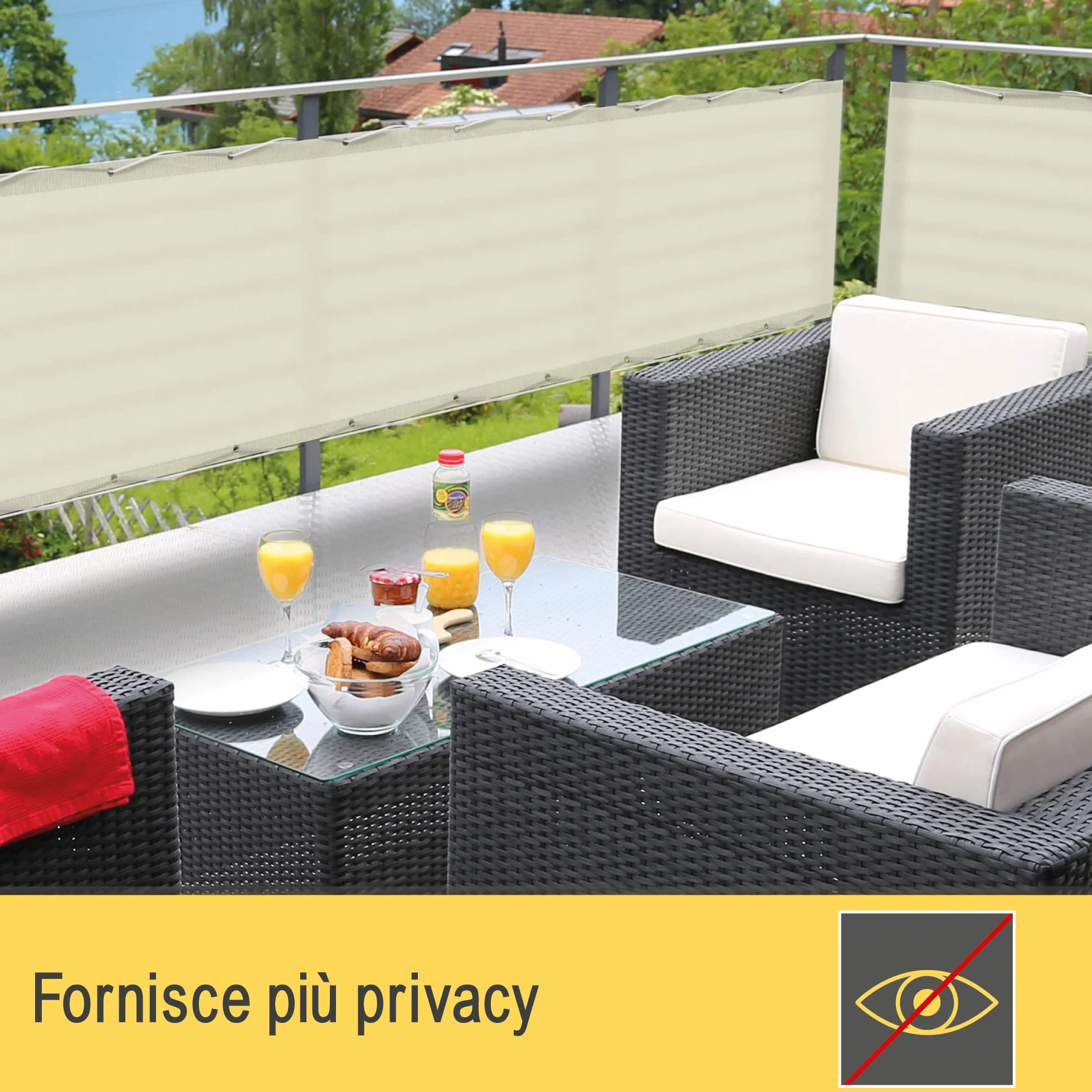 Sol Royal Frangivista e Telo Frangivento per Balconi 90x500 cm in 160g/m PES – Frangivista Balcone Impermeabile & Protezione UV – Schermi Privacy con Occhielli Crema – SolVision PB2