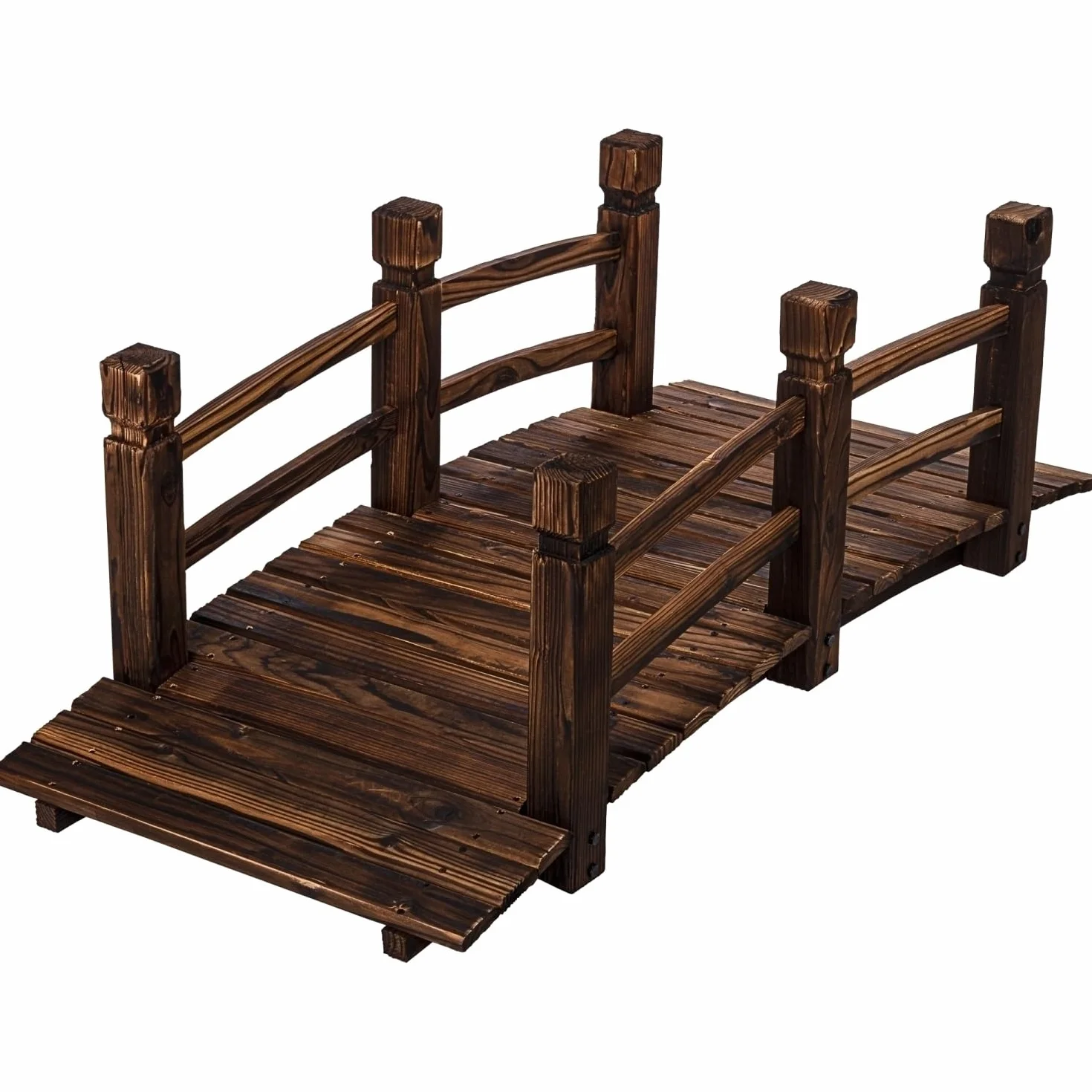 STILISTA Ponte in Legno con ringhiera 150 x 65 x 53 cm, Oliato, Portata Fino a 150 kg, Colore a Scelta, Marrone Scuro