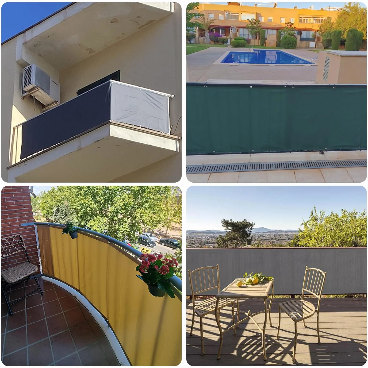 SUNNY GUARD Frangivisto Balcone 90x600cm HDPE Protezione Privacy Balcone,Protezione Solare e traspirabilità Recinzione Copertura per Balcone Giardino terrazza con Fascette,Verde