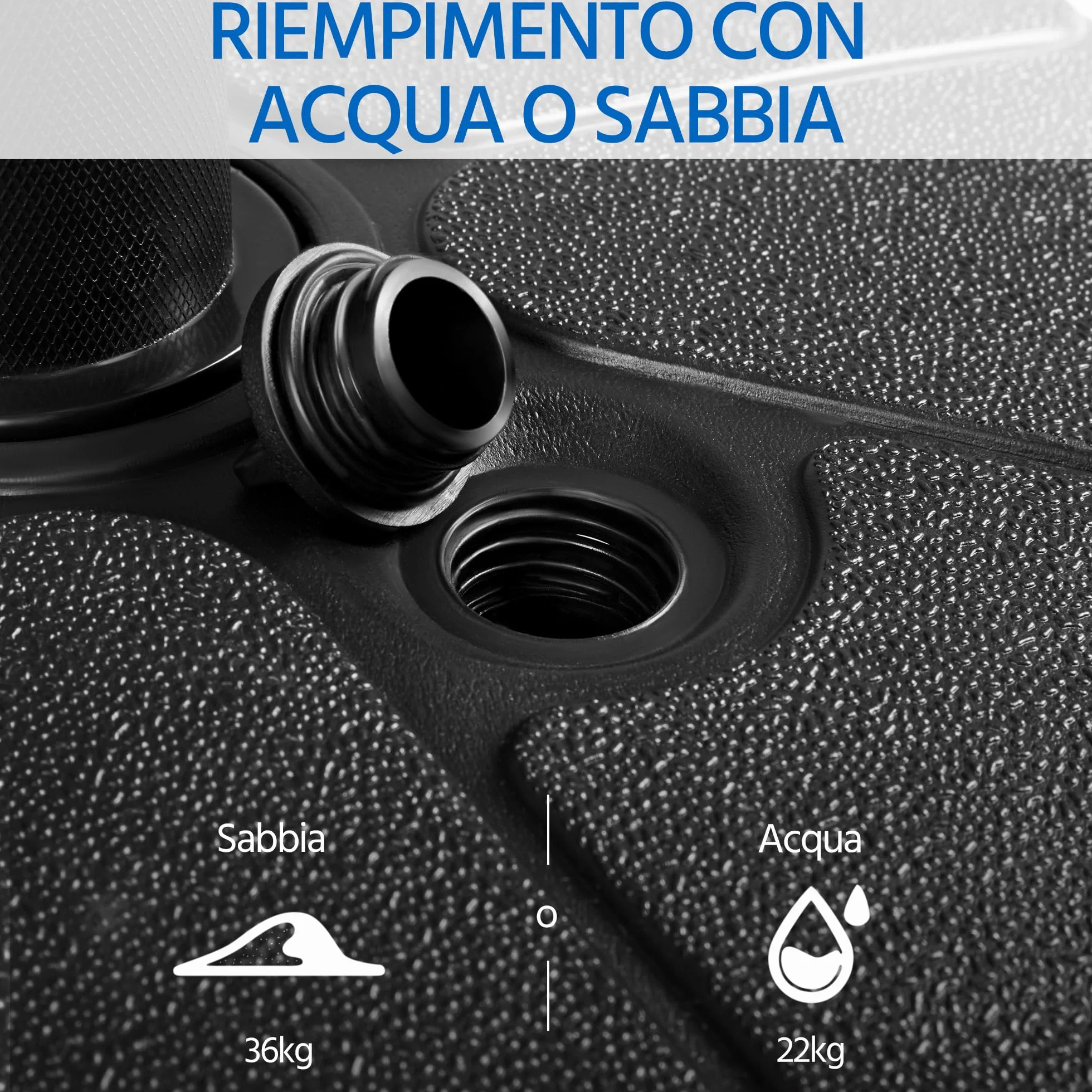 Yaheetech Base per Ombrellone da Giardino da Φ38mm o Φ48mm Esterno in HDPE Riempibile con Sabbia o Acqua 22L Rotonda Antiscivolo Terrazza Piscina Spiaggia Nero