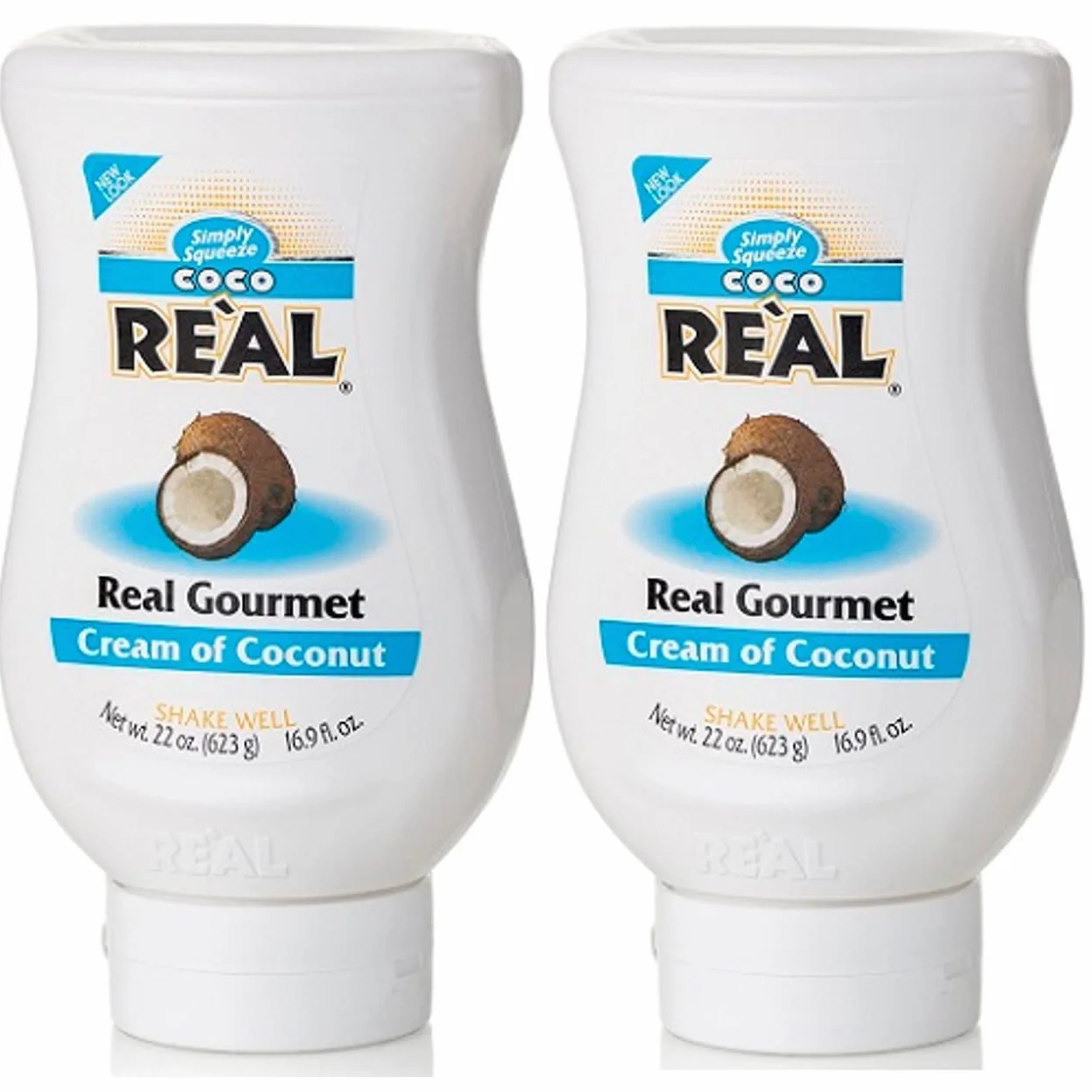 Simply Squeeze Coco Real Gourmet Cream of Coconut (Pack of 2) 21 oz Size