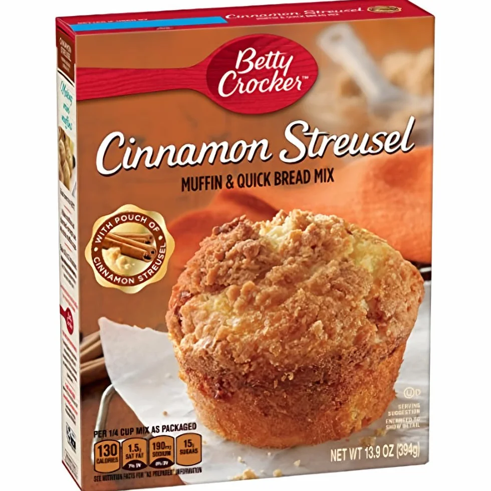 Betty Crocker Premium Muffin & Quick Bread Mix, Cinnamon Streusel, 13.9-Ounce Boxes (Pack of 4)