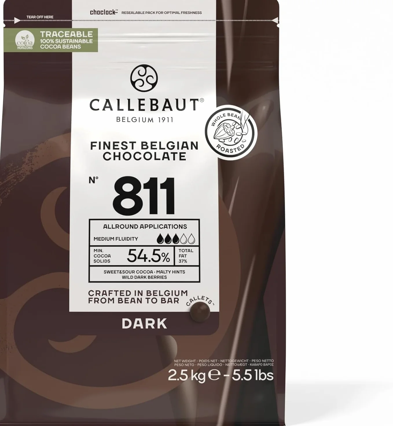 CALLEBAUT N 811 Cioccolato Fondente Belga 54,5 % - Peso 2,5 kg