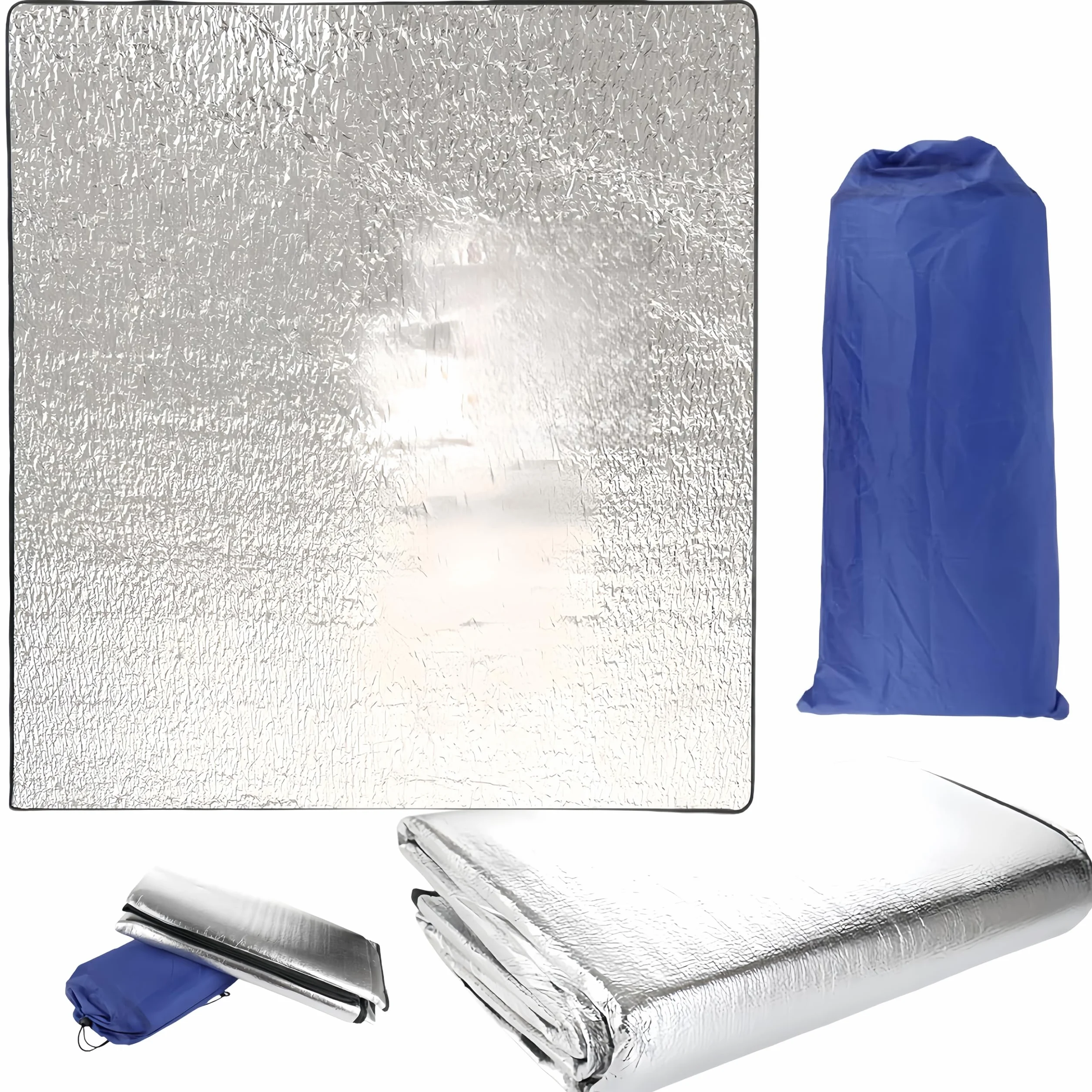 200 × 200 Tappetino da campeggio in foglio di alluminio ultraleggero pieghevole per tenda da campeggio per dormire, isolante termico, coperta isolante ultraleggera, pieghevole