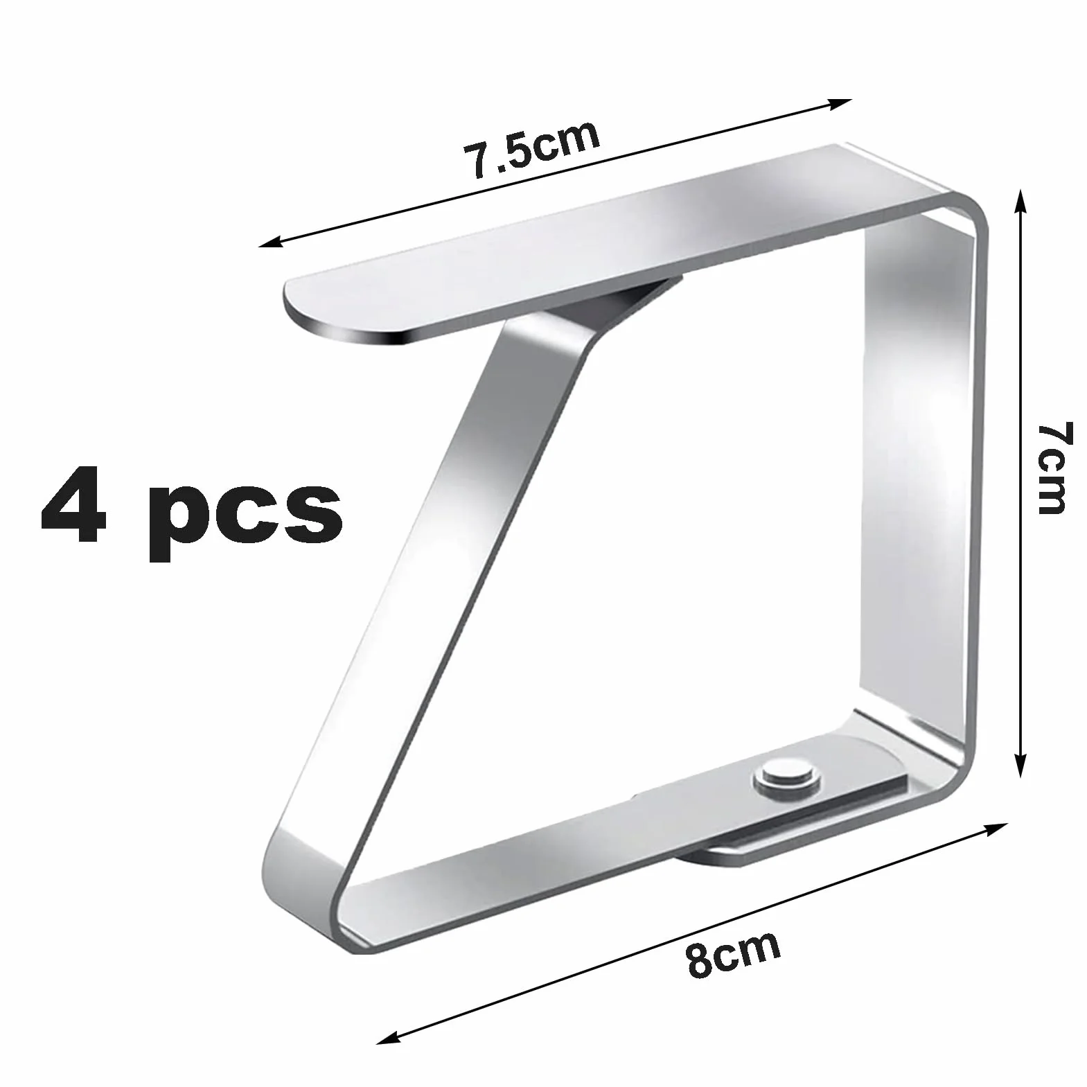 Set di 4 Fermatovaglia,Fermatovaglia in Acciaio Inossidabile,Argento,Ferma Tovaglia da Tavola,Tovaglia da Esterno Clip,per Outdoor Picnic Party,7.5 x 8cm