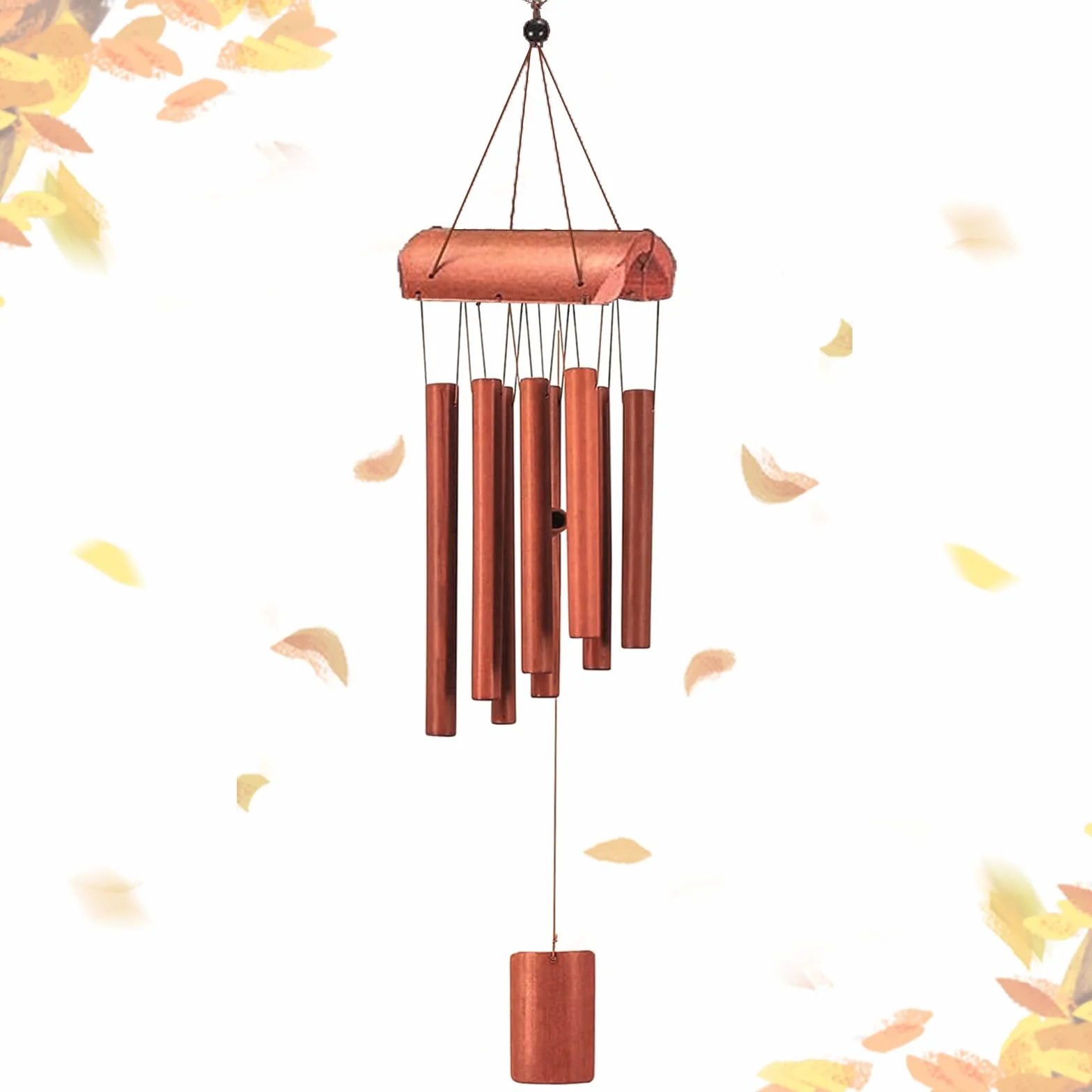Carillon a Vento in bambù, 8 Tubi Campane a Vento per Esterno, Campanelli Eolici di bambù 65 cm Campana a Vento in Legno con Suono Rilassante, Campanelli a Vento per Giardino Interno Terrazza