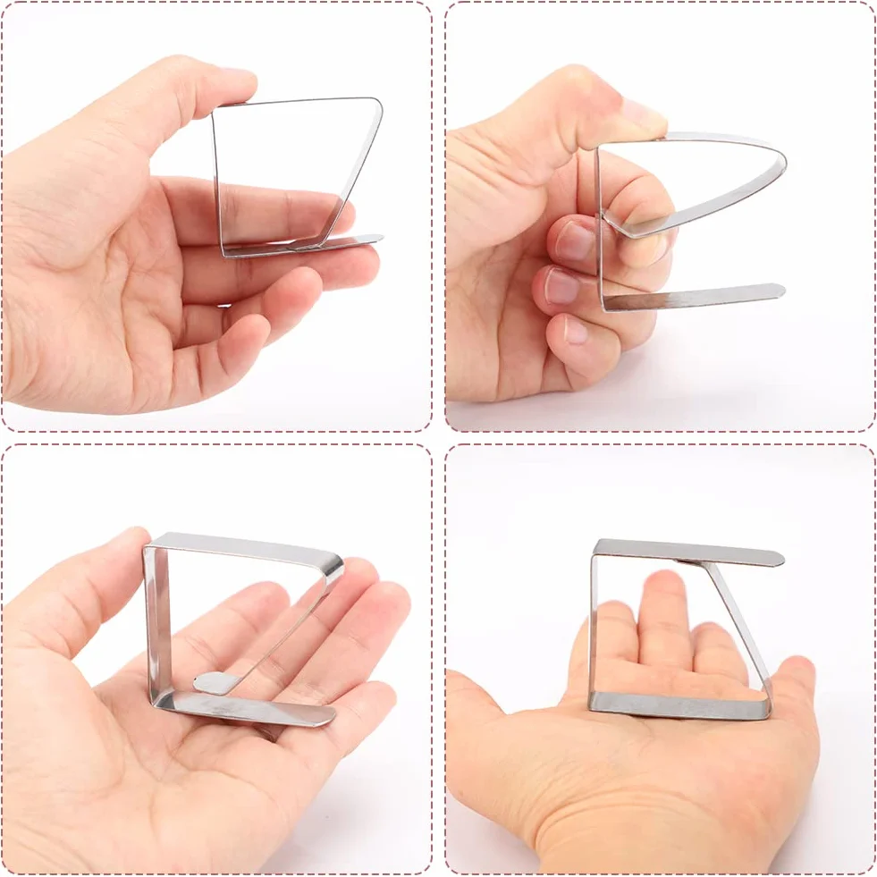 Gohytal Ferma Tovaglia da Tavola, 30 Pezzi Fermatovaglia in Acciaio Inox Ferma Tavoli Spessi per Morsetto per Casa Outdoor Picnic Feste e Matrimoni Ristorante Giardino (Argento)