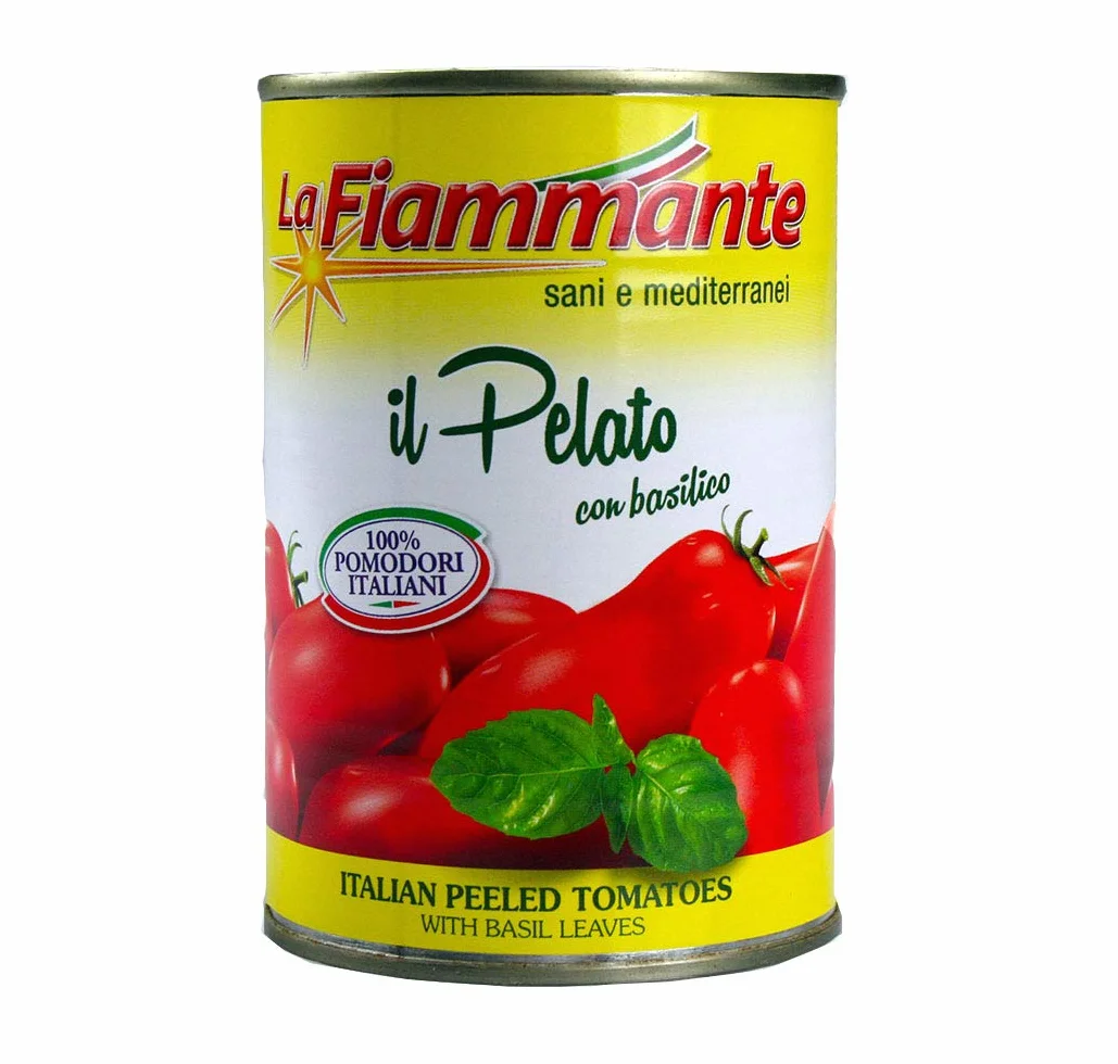 La Fiammante Pelati con Basilico 400 gr. - 24 Pezzi