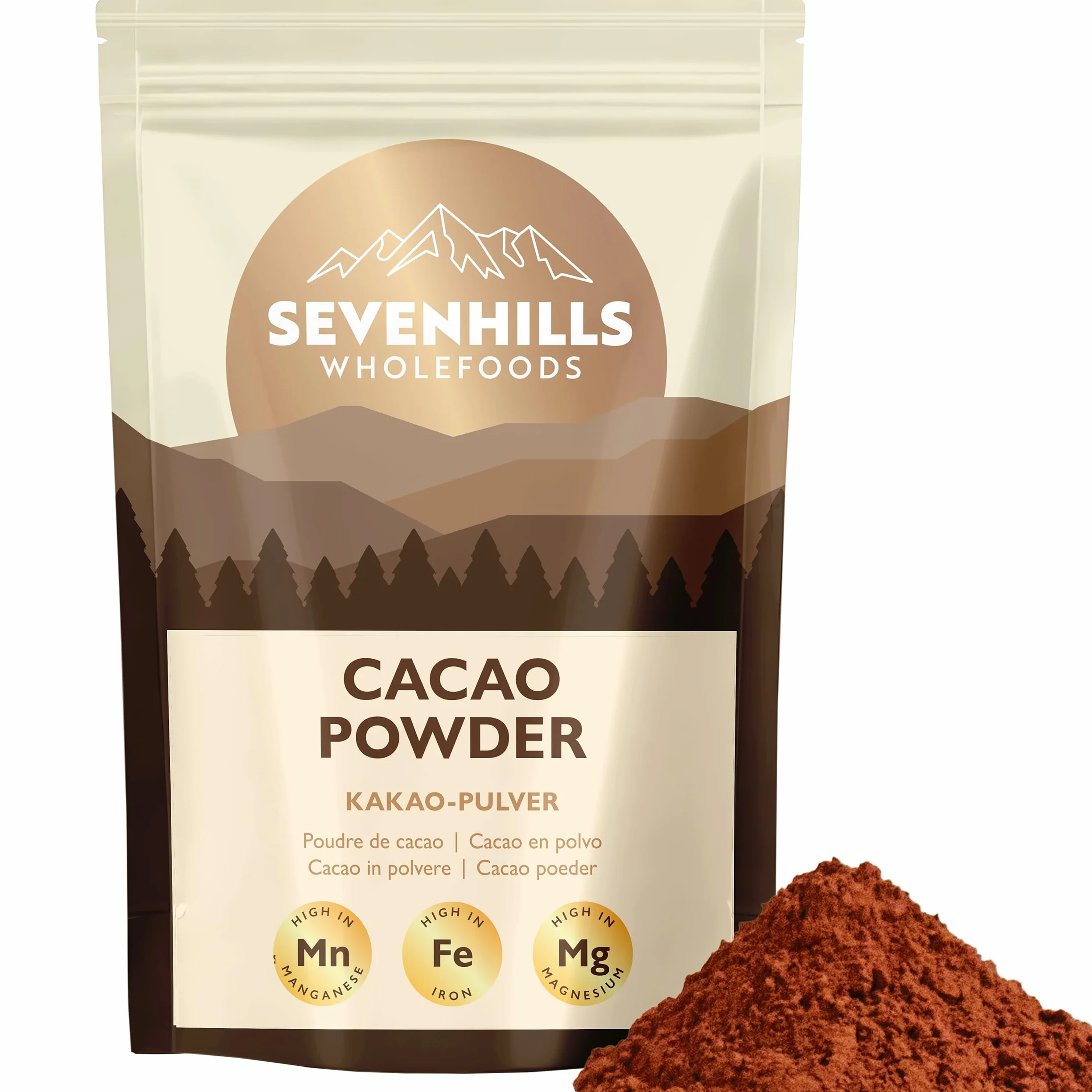Sevenhills Wholefoods Cacao in Polvere 400g - Non Alcalinizzato - Ricco di Ferro e Magnesio - Puro, di Alta Qualità, Senza Zucchero, ideale per Dolci, Frullati e Cioccolata Calda