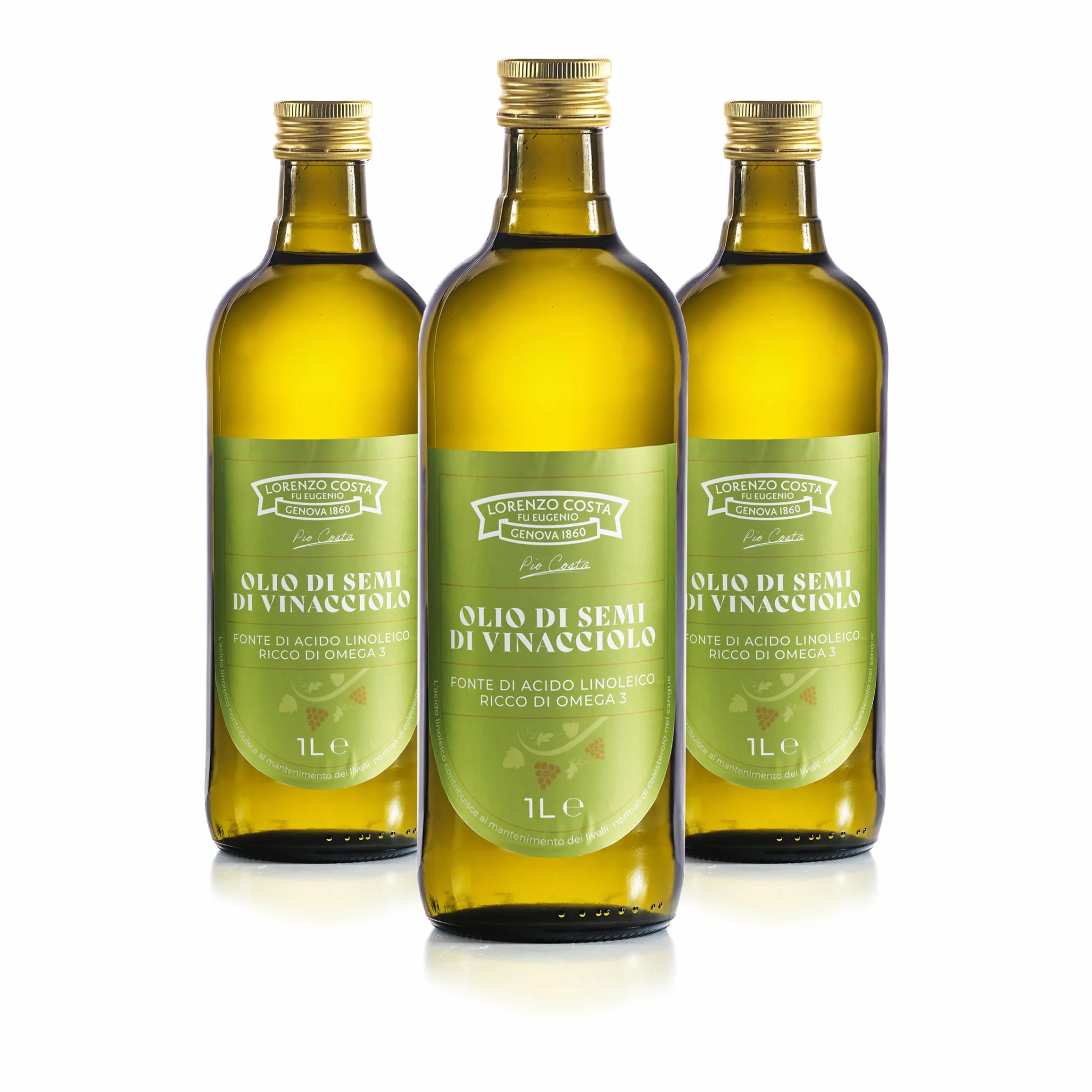 LORENZO COSTA FU EUGENIO | Olio di Vinacciolo Puro 1L | 100% Italiano da Semi di Uva Scelti | Ideale per Cucina, Fritto e Condimenti Leggeri