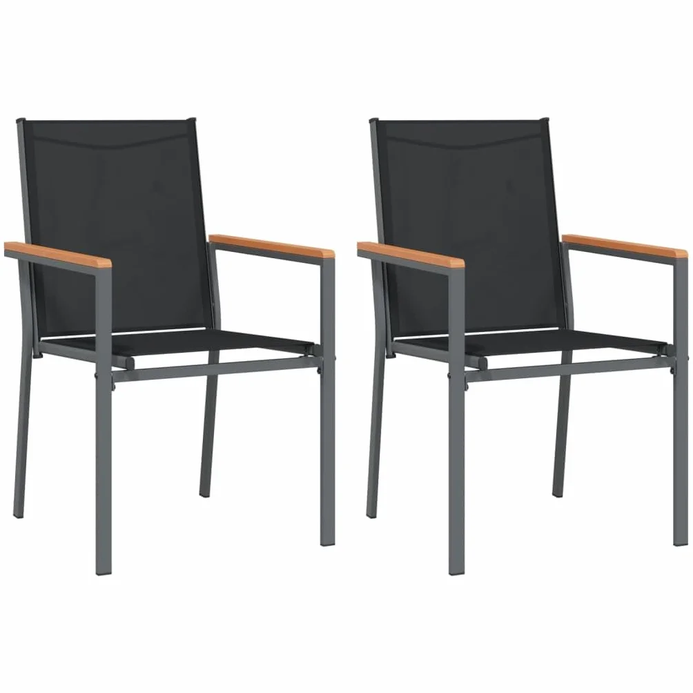 vidaXL Sedie da Giardino 2 pz Nere 55x61,5x90 cm Textilene e Acciaio