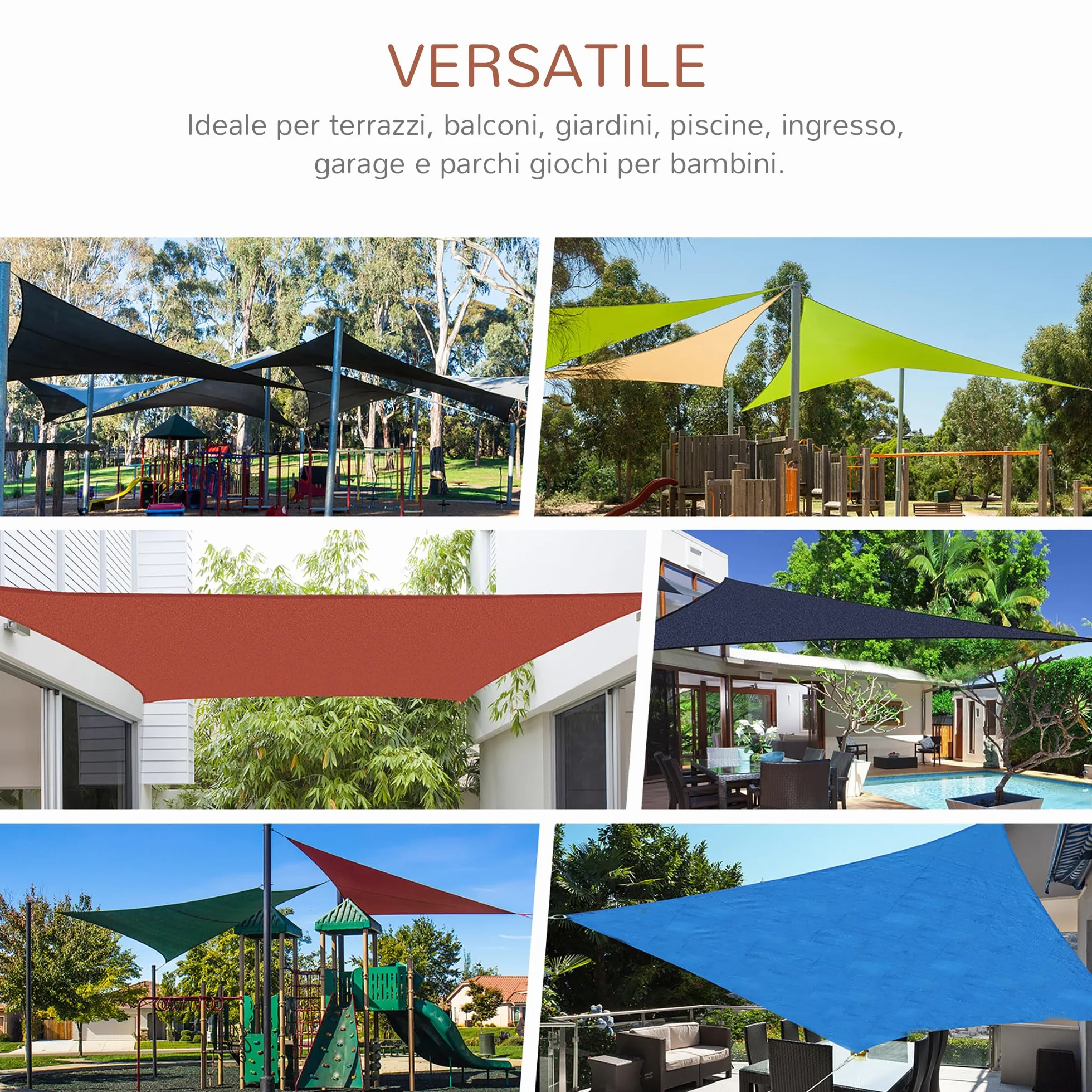 Outsunny Tenda a Vela Parasole Rettangolare Tenda da Sole Protezione Raggi UV in PE 4 x 6m, Rossa