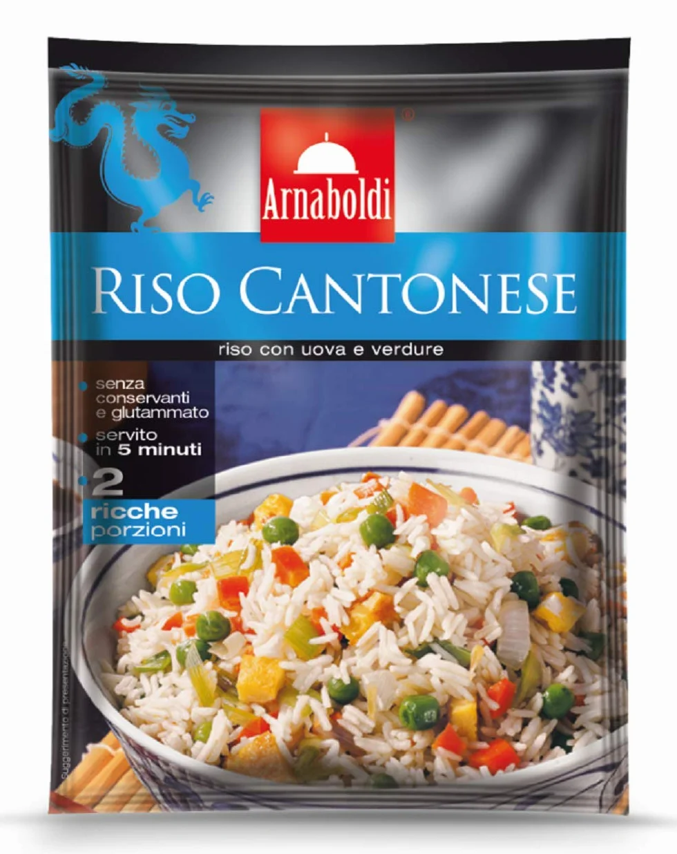 Arnaboldi Riso alla Cantonese con Frittata e Verdure, Piatto Tipico della Cucina Cinese [12 Confezioni da 185g]