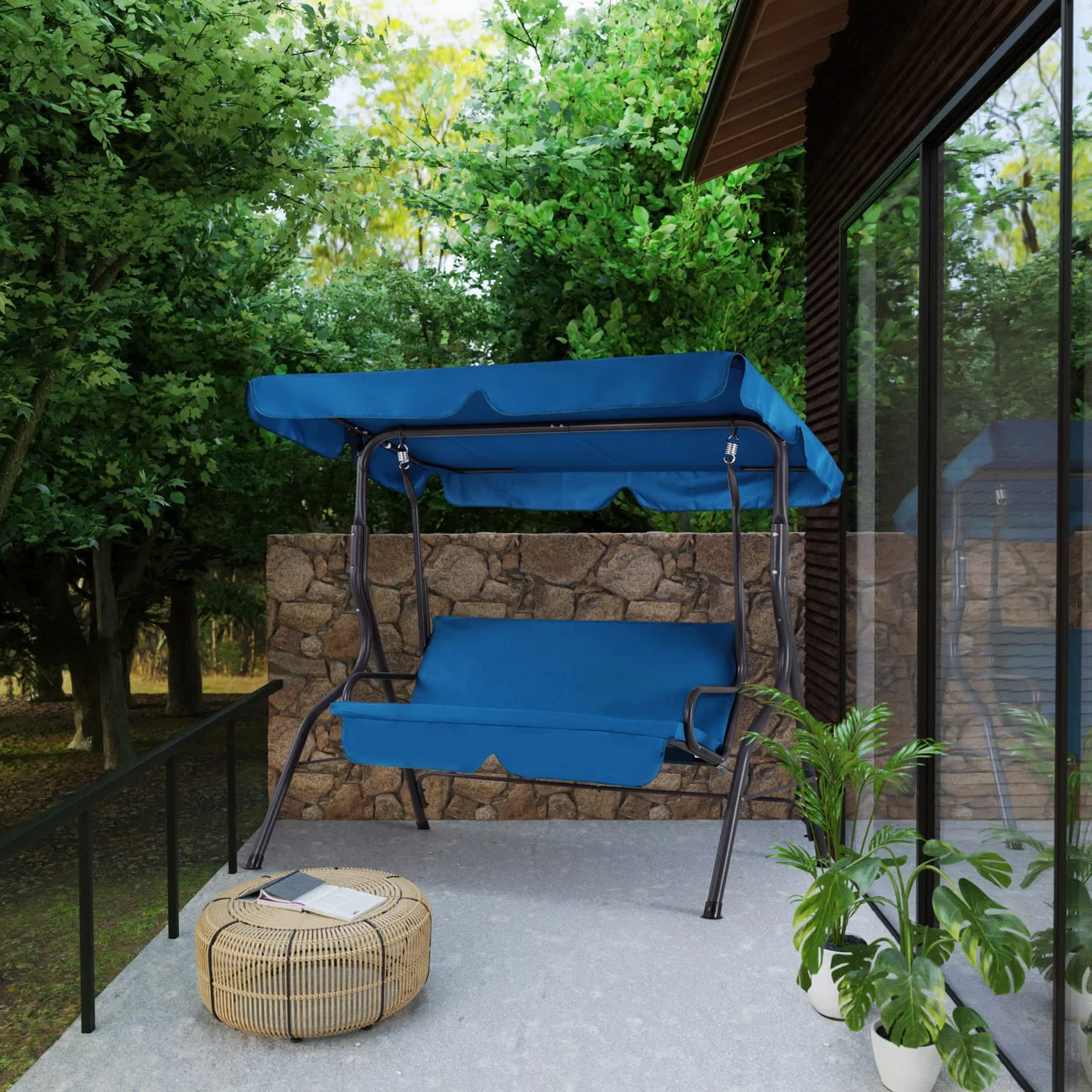Casaria Dondolo Altalena da Giardino Hollywood 140x112x150cm 2 posti con Tettuccio Parasole Imbottito per Esterno
