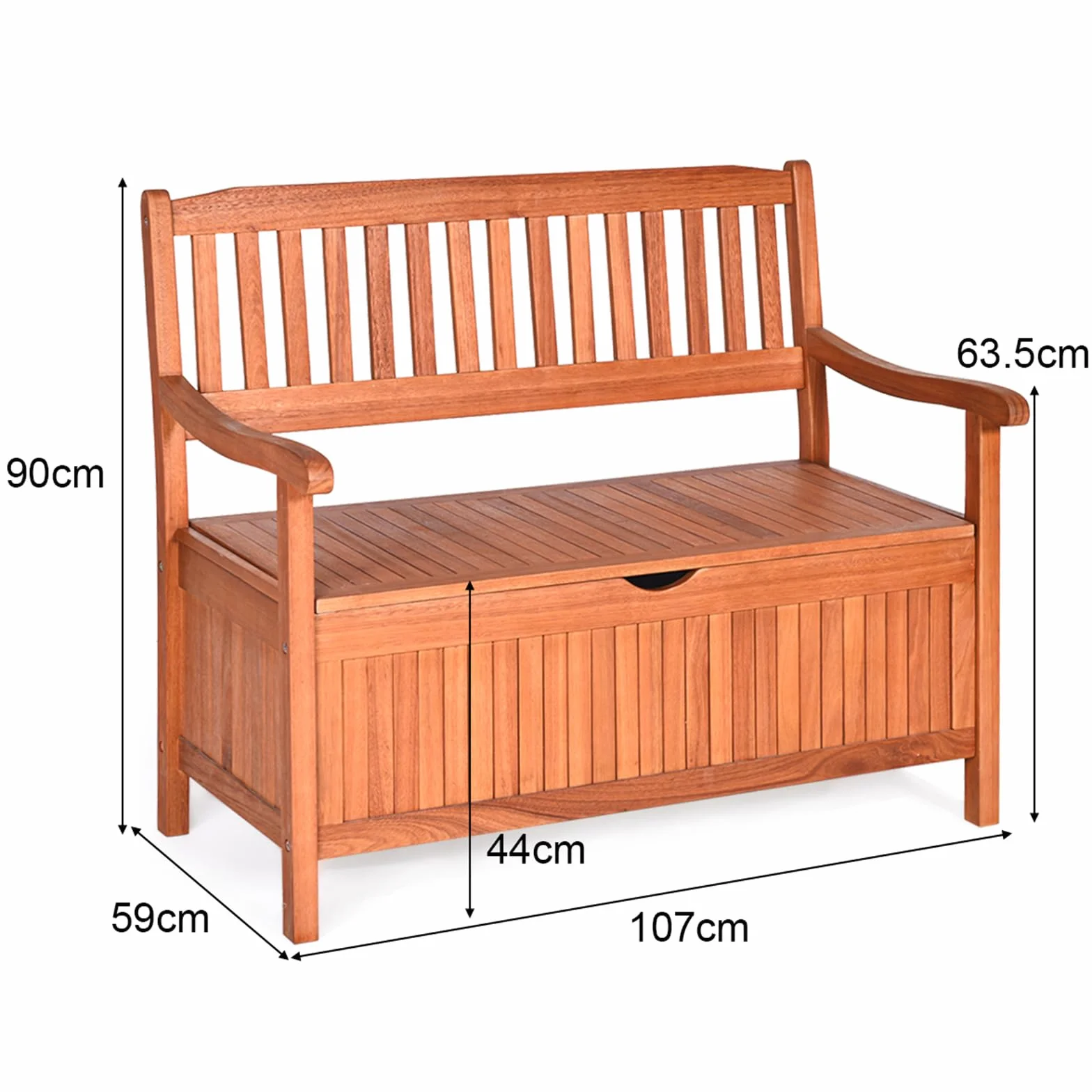 COSTWAY Panchina da Giardino con Contenitore di Legno, Cassapanca da Esterno 2 Posti con Strato Interno Impermeabile, per Cortile e Ingresso, Portata 360 kg, 107 x 59 x 90 cm (Modello 2)